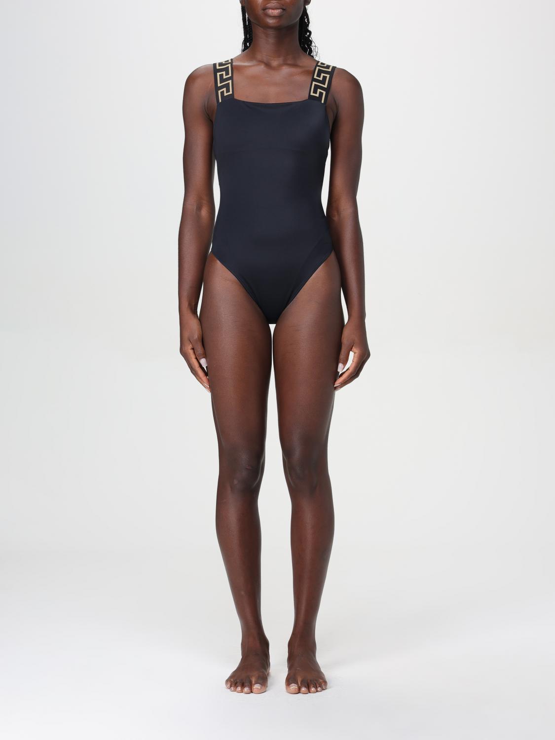 Shop Versace Swimsuit  Woman Color Black In Schwarz