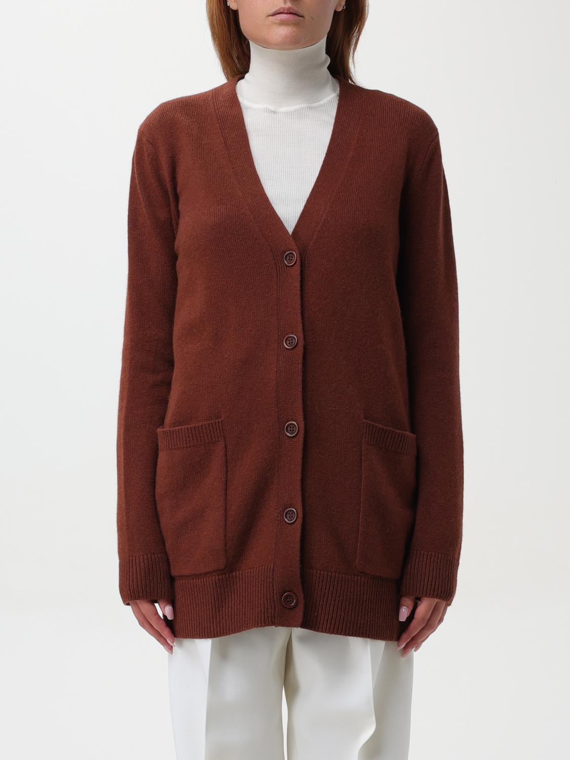 Shop Max Mara Cardigan  Woman Color Brown In Braun