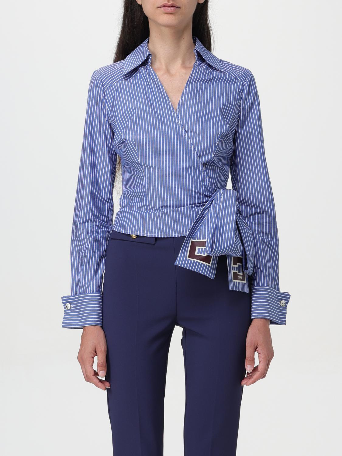 Shop Elisabetta Franchi Shirt  Woman Color Blue In Blau