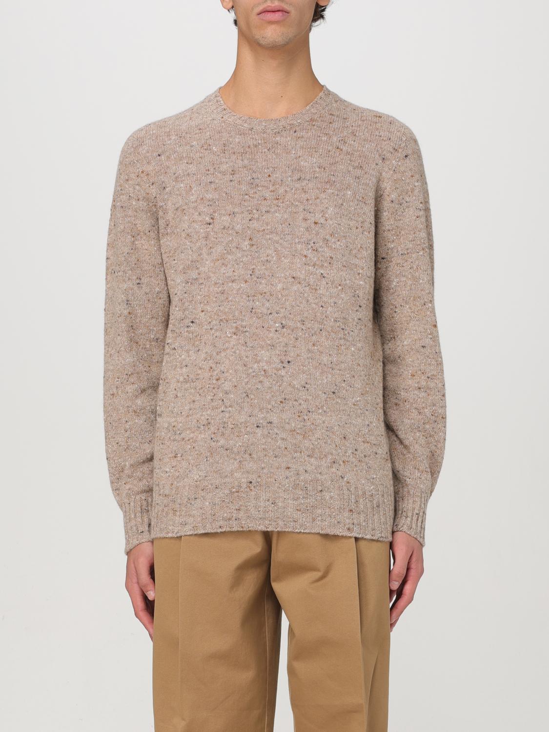 Drumohr Wool Cashmere Blend Crew Neck Sweater In Beige