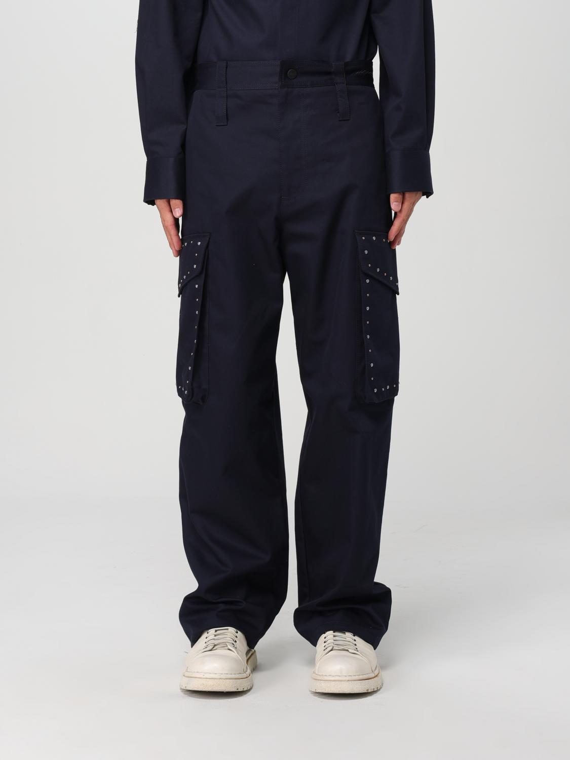 Shop Msgm Pants  Men Color Blue In Blau