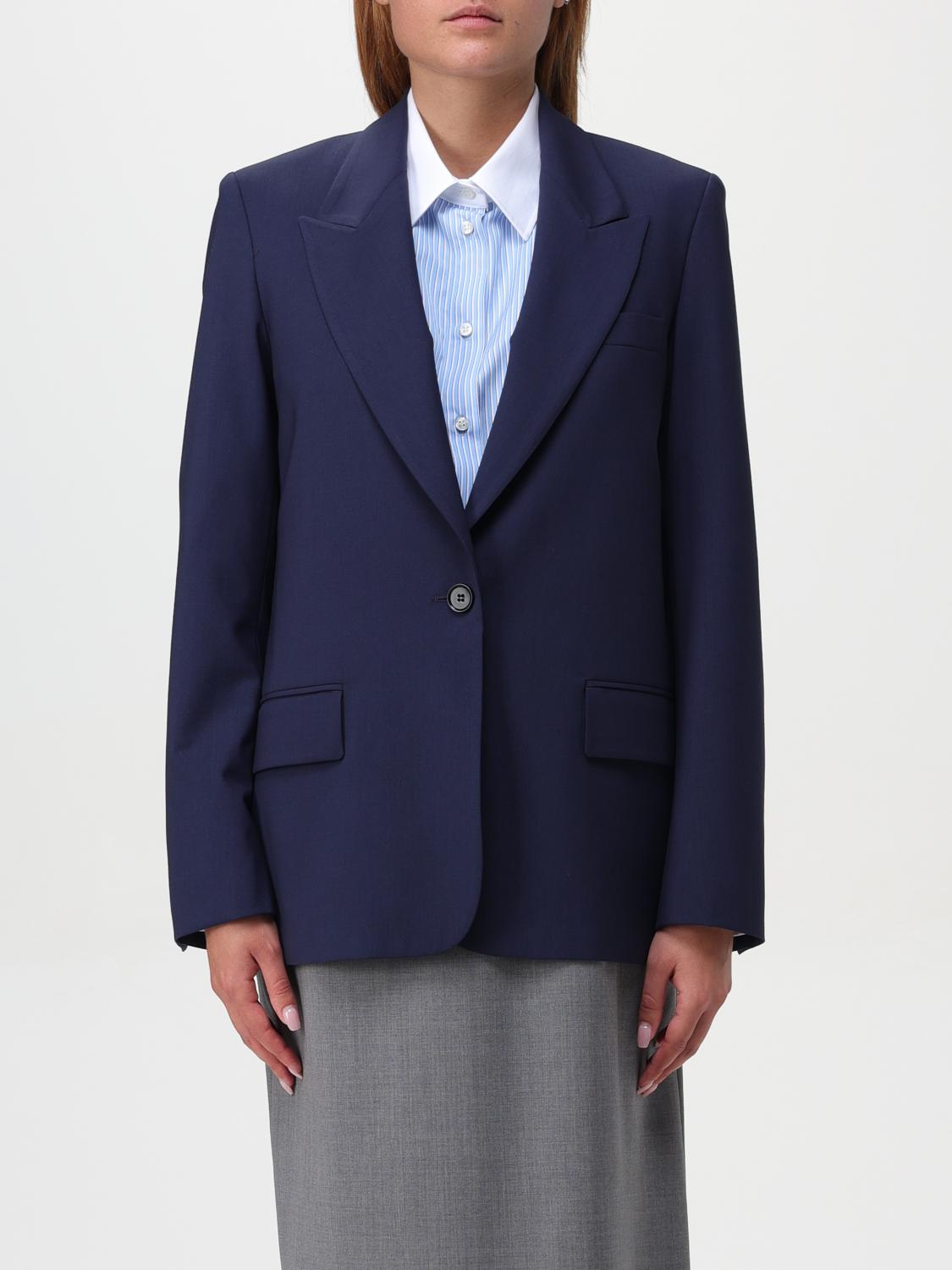 Shop Msgm Blazer  Woman Color Blue In Blau