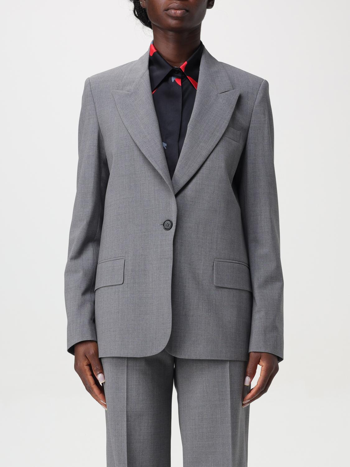 Shop Msgm Blazer  Woman Color Grey In Grau