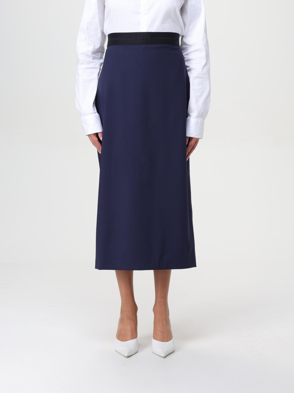 Shop Msgm Skirt  Woman Color Blue In Blau