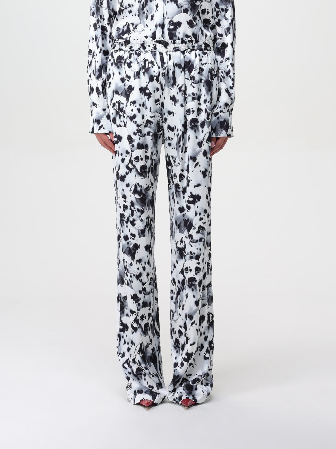 Shop Msgm Pants  Woman Color White In Weiss