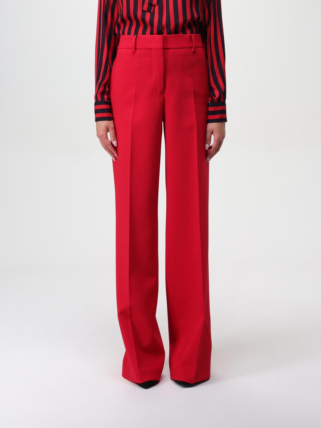 Shop Msgm Pants  Woman Color Red In Rot