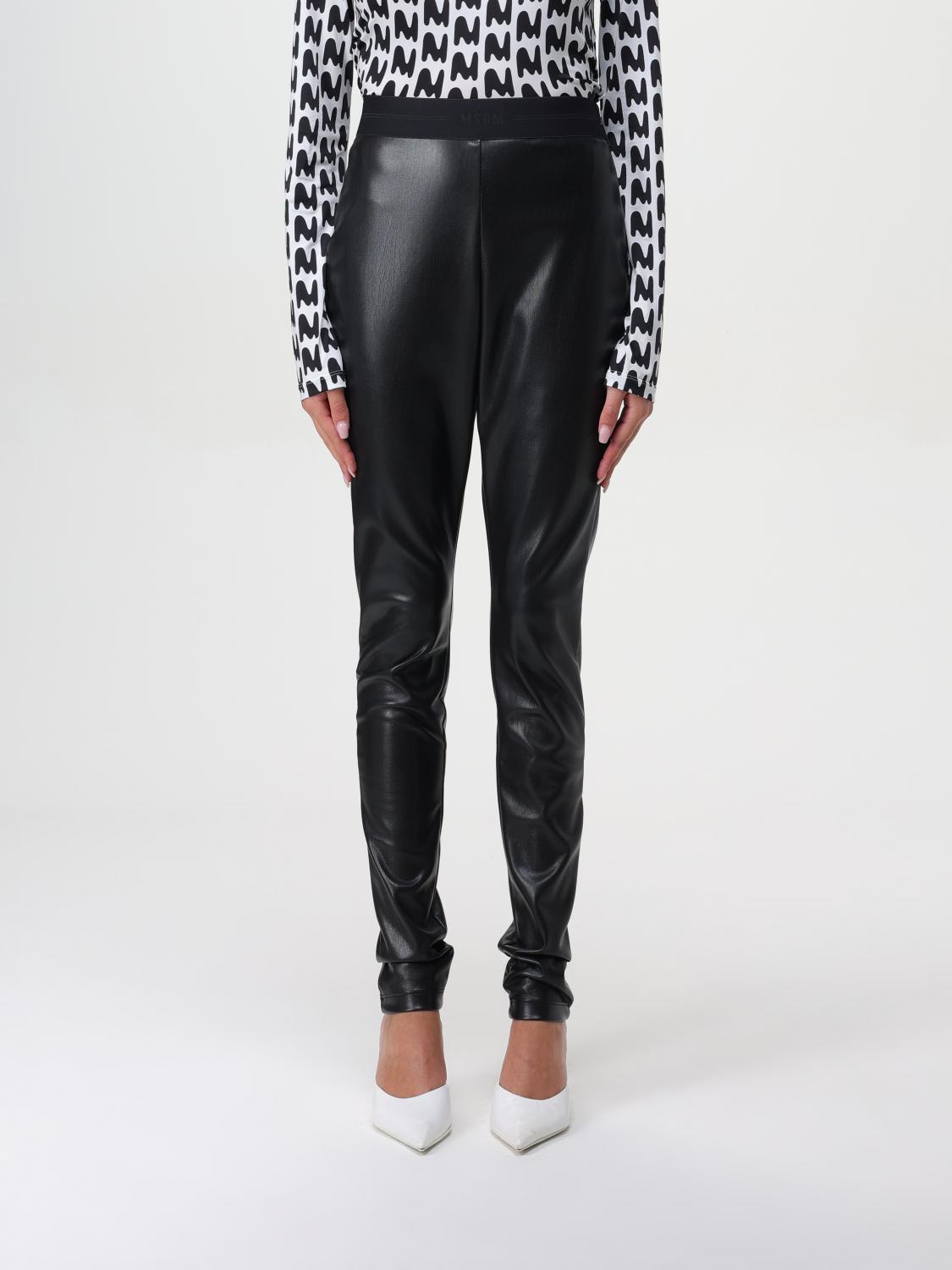 Shop Msgm Pants  Woman Color Black In Schwarz