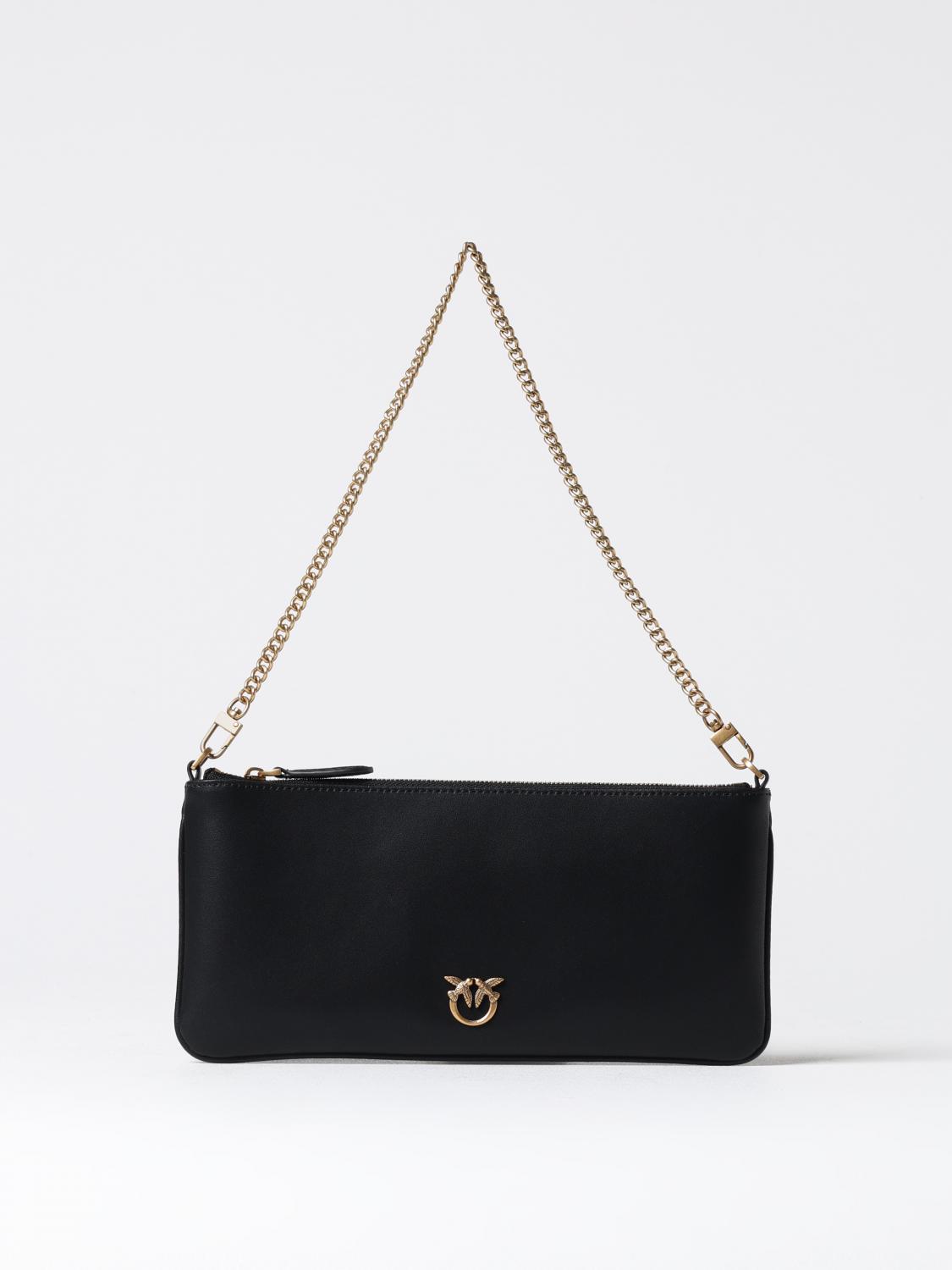 Pinko Love Birds-plaque Shoulder Bag In Black
