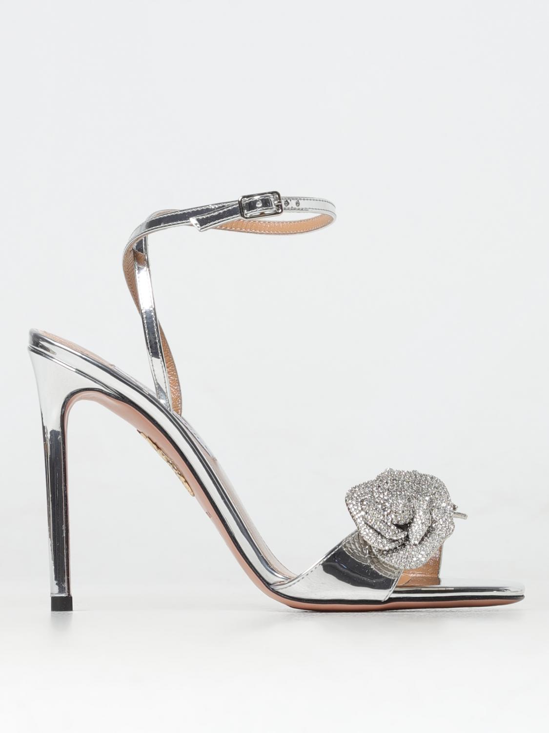 Shop Aquazzura Heeled Sandals  Woman Color Silver In Silber