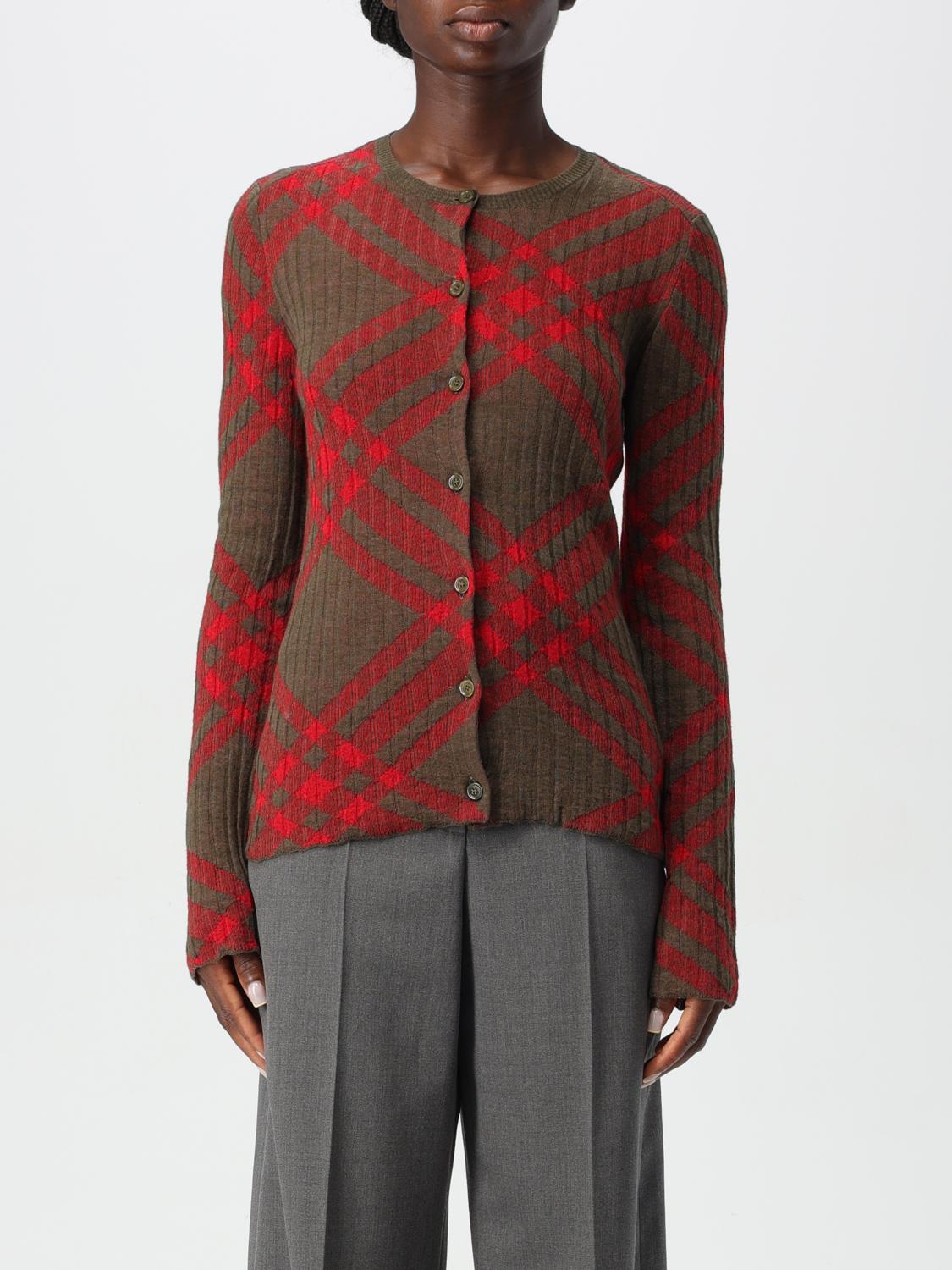 Shop Burberry Cardigan  Woman Color Red In Rot