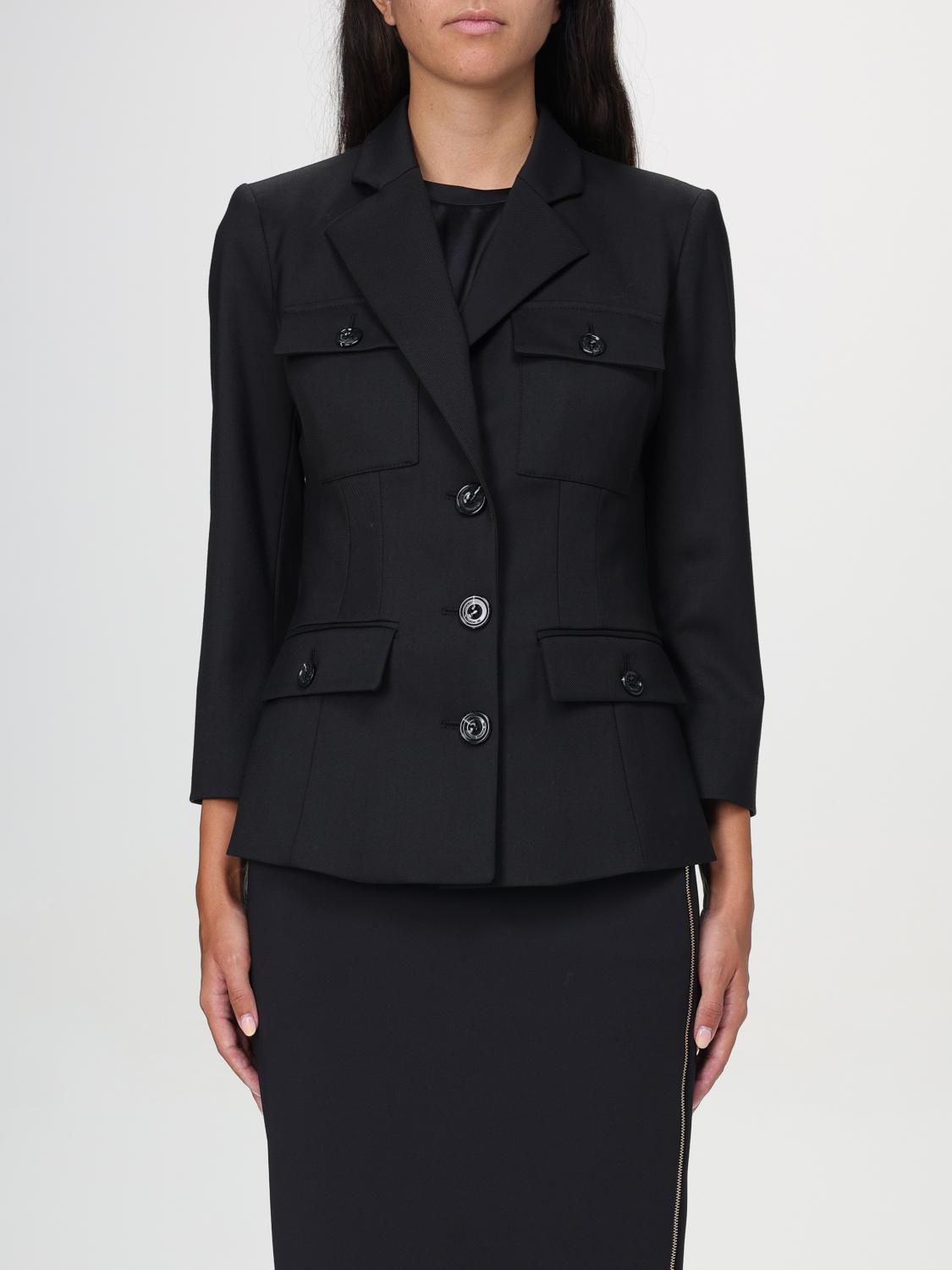 Shop Elisabetta Franchi Jacket  Woman Color Black In Schwarz