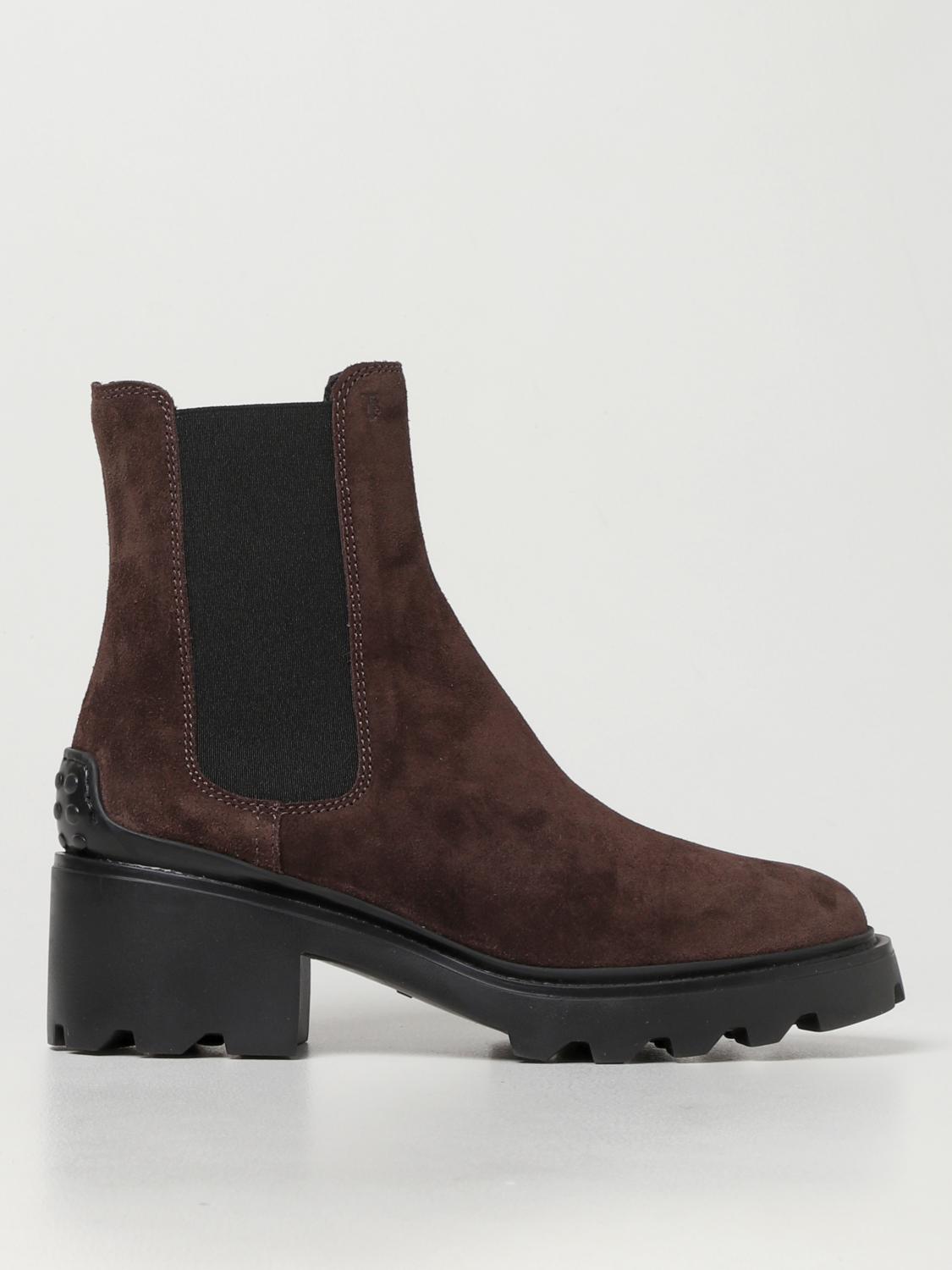 Shop Tod's Flat Ankle Boots  Woman Color Brown In Braun