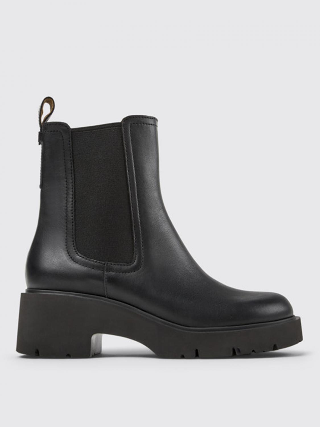 Shop Camper Flat Ankle Boots Woman Color Black In Schwarz