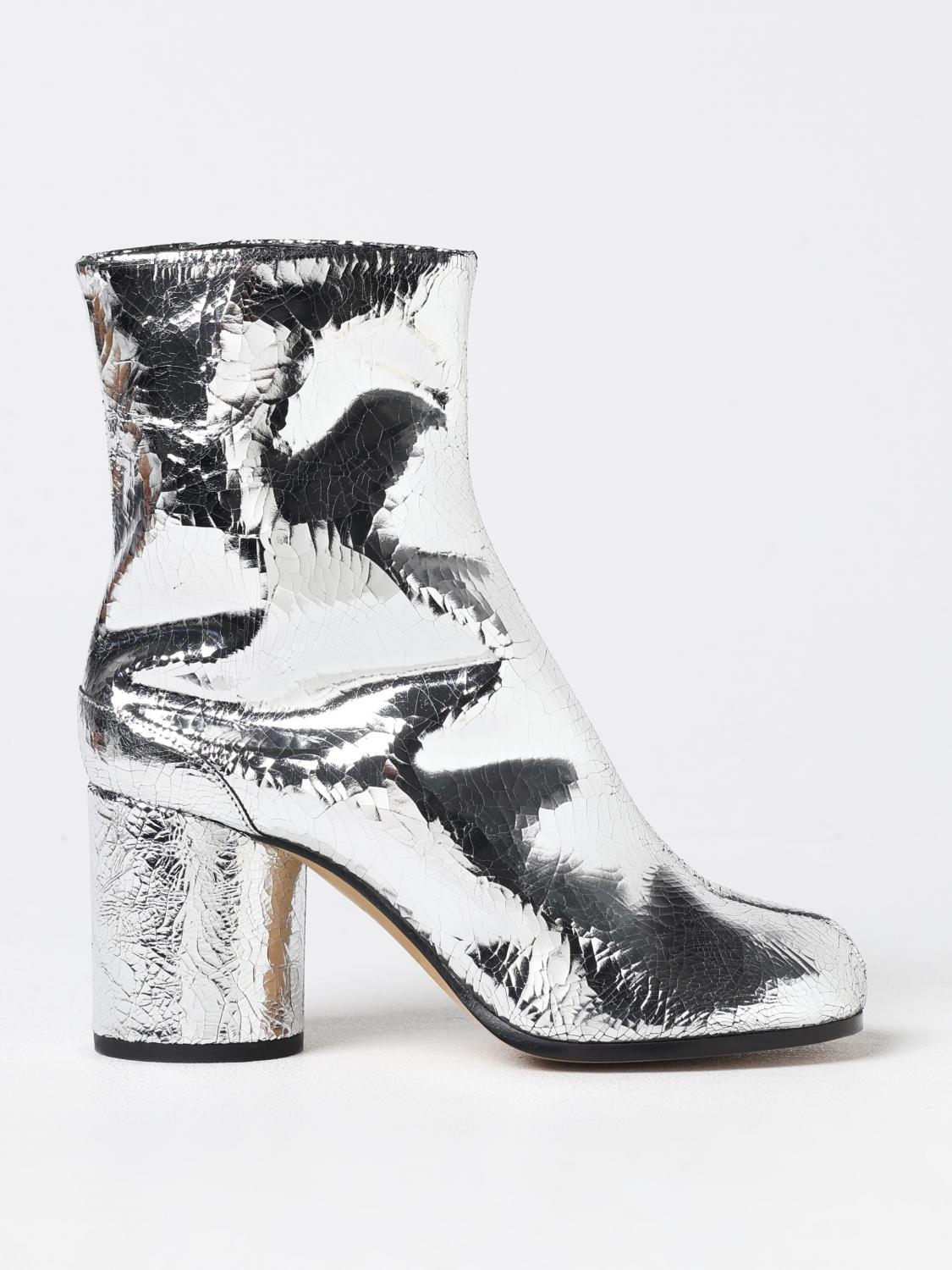 Shop Maison Margiela Boots Woman Color Silver In Silber