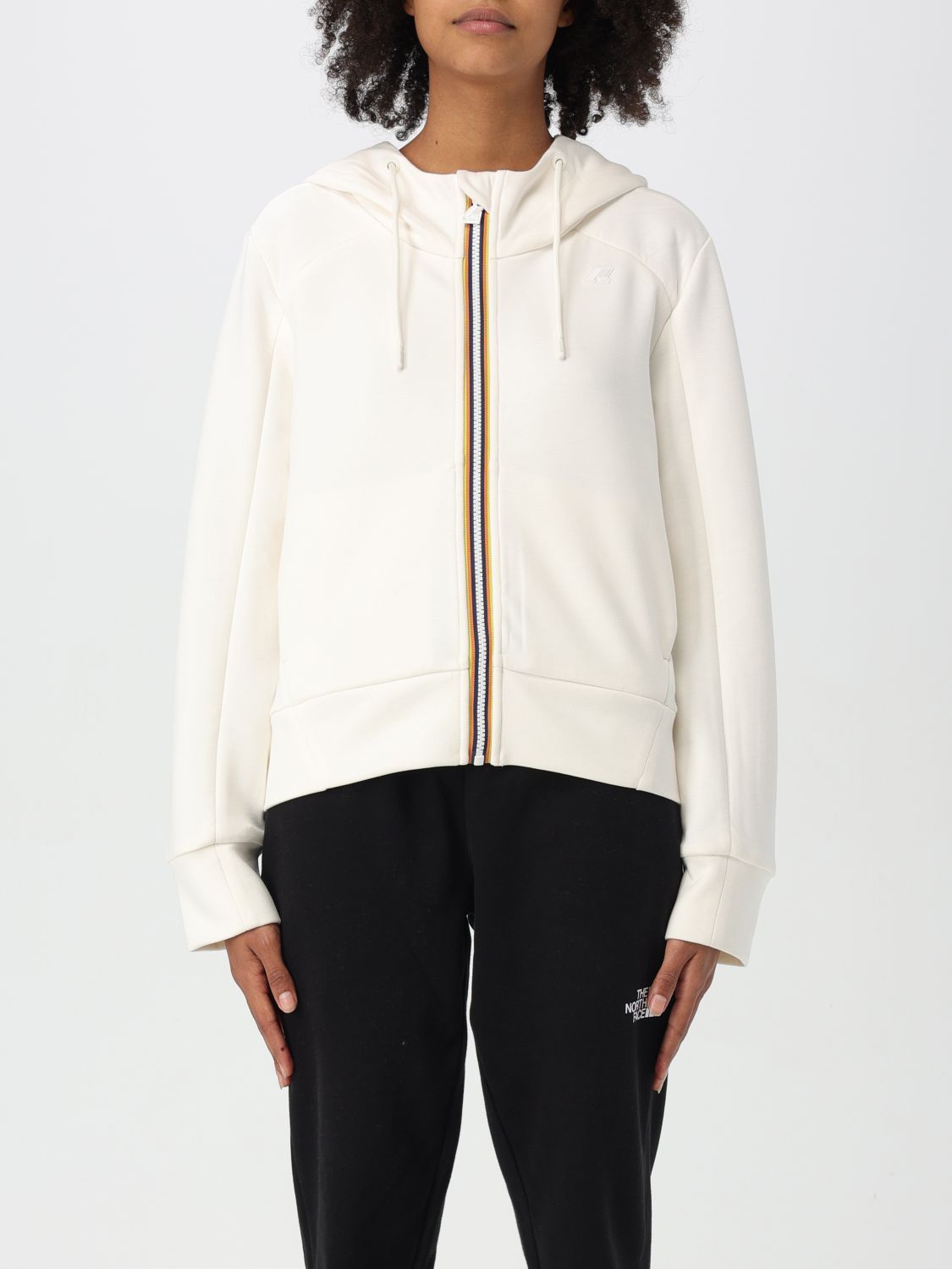 Shop K-way Sweatshirt  Woman Color White In Weiss