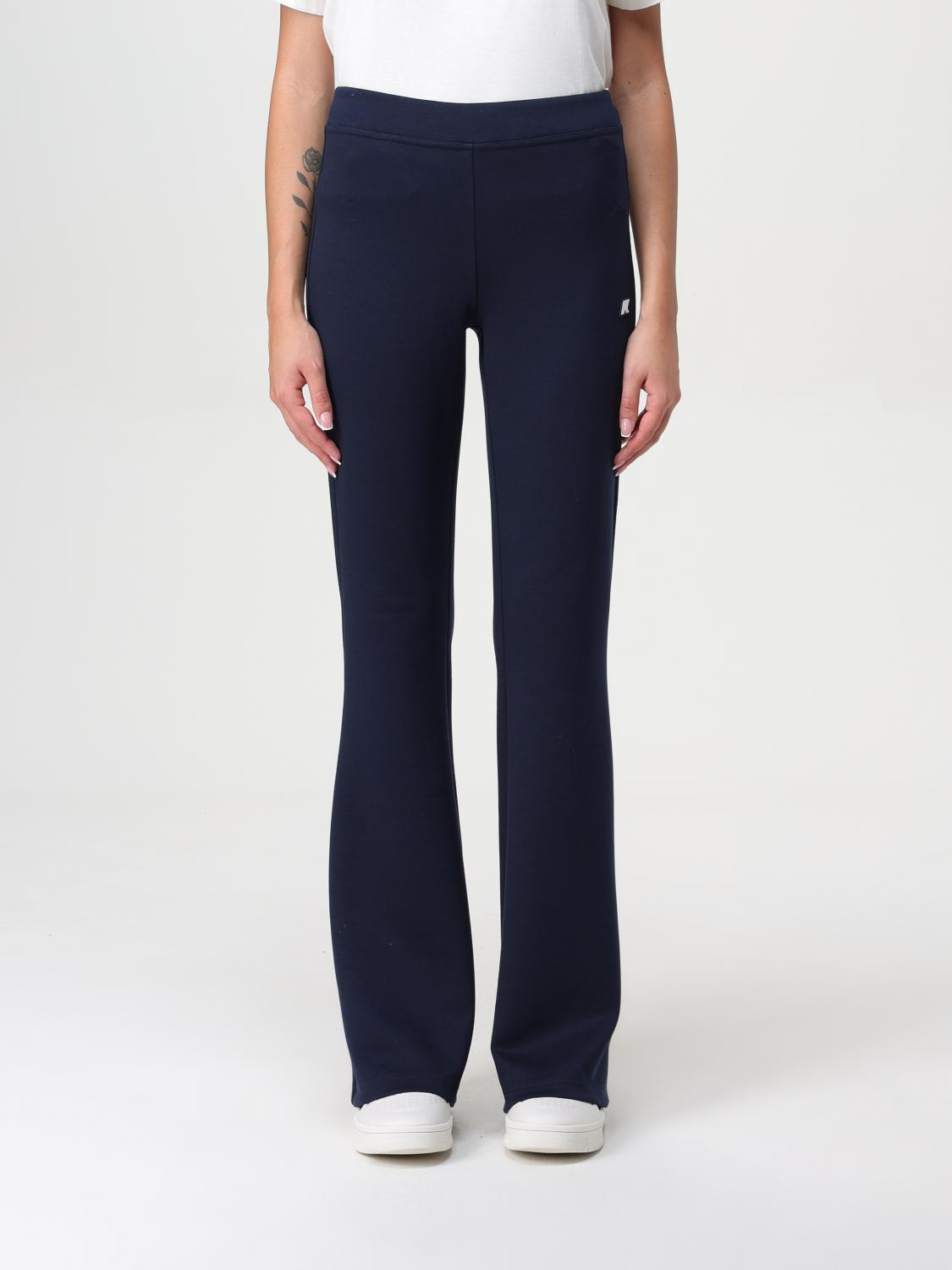 Shop K-way Pants  Woman Color Blue In Blau