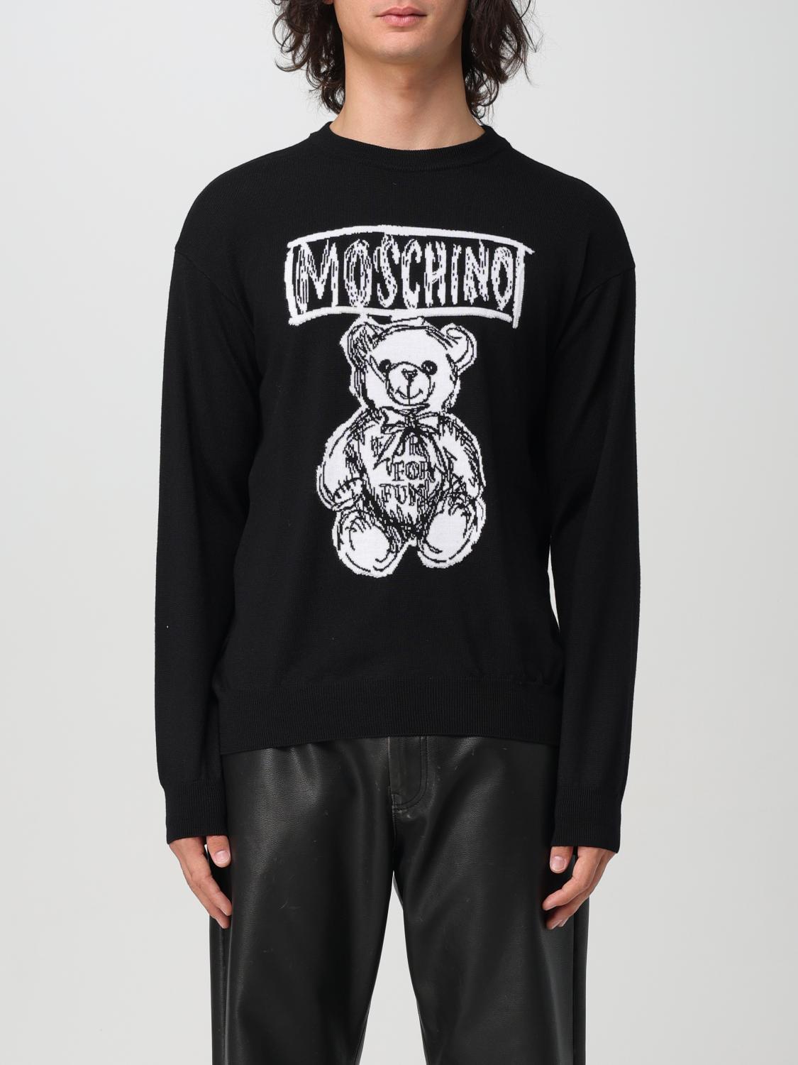 Moschino Teddy Print Cotton Crewneck Sweatshirt In Schwarz