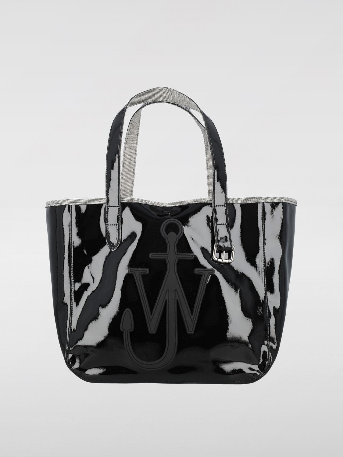 Jw Anderson Rectangular Glossy Top Handles Tote Bag In Black