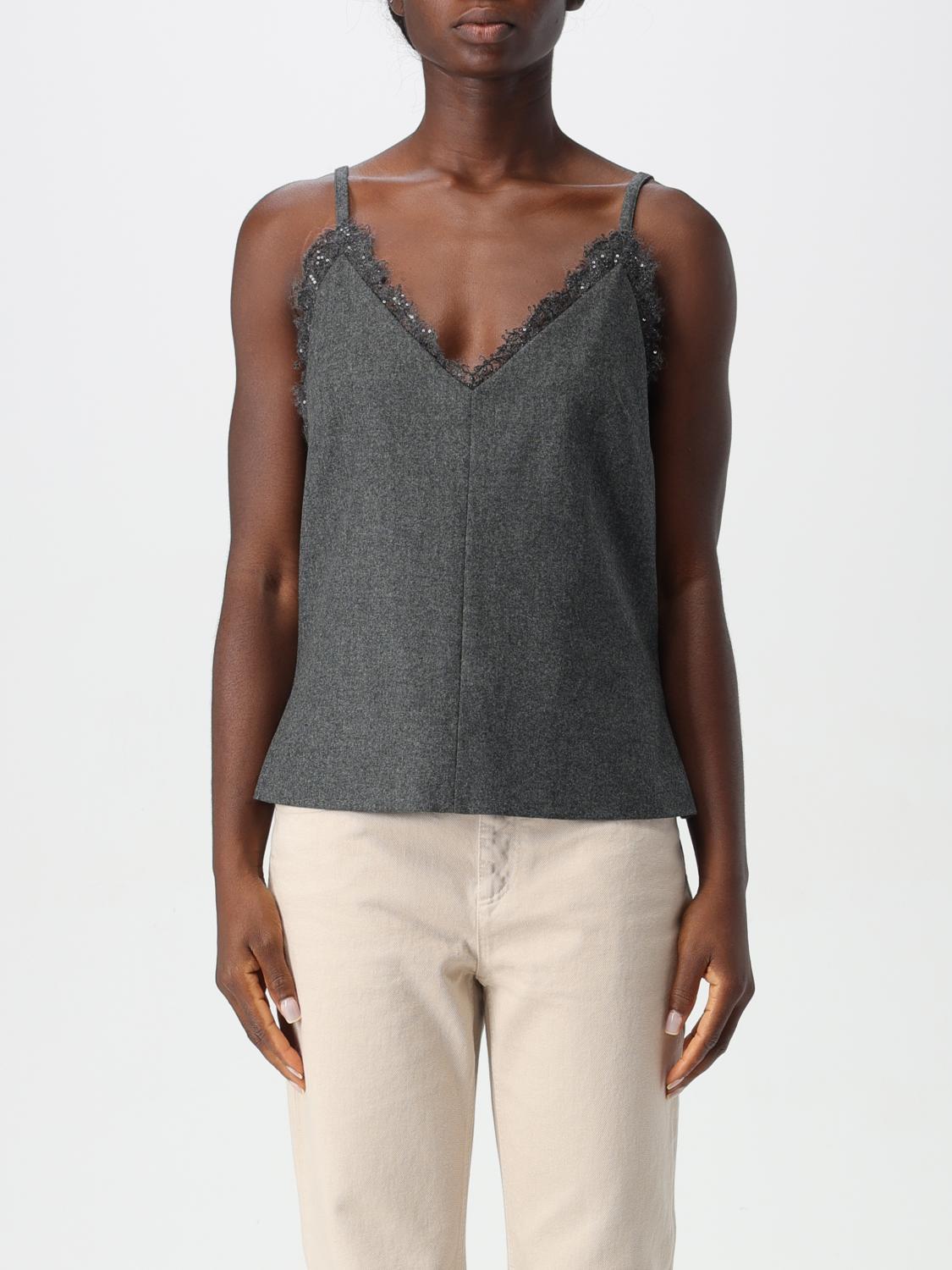 Shop Brunello Cucinelli Top  Woman Color Grey In Grau