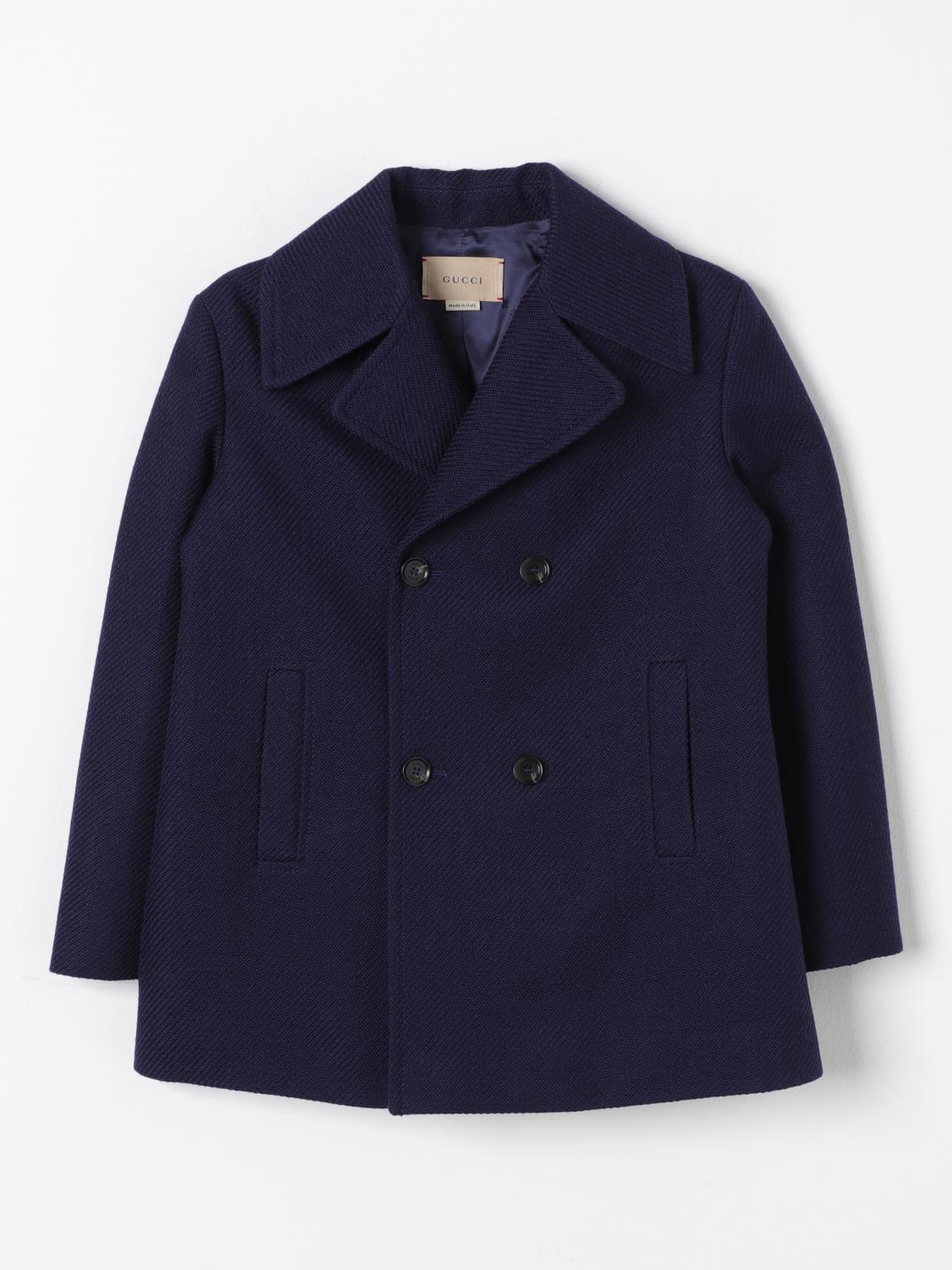 Shop Gucci Coat  Kids Color Blue In Blau