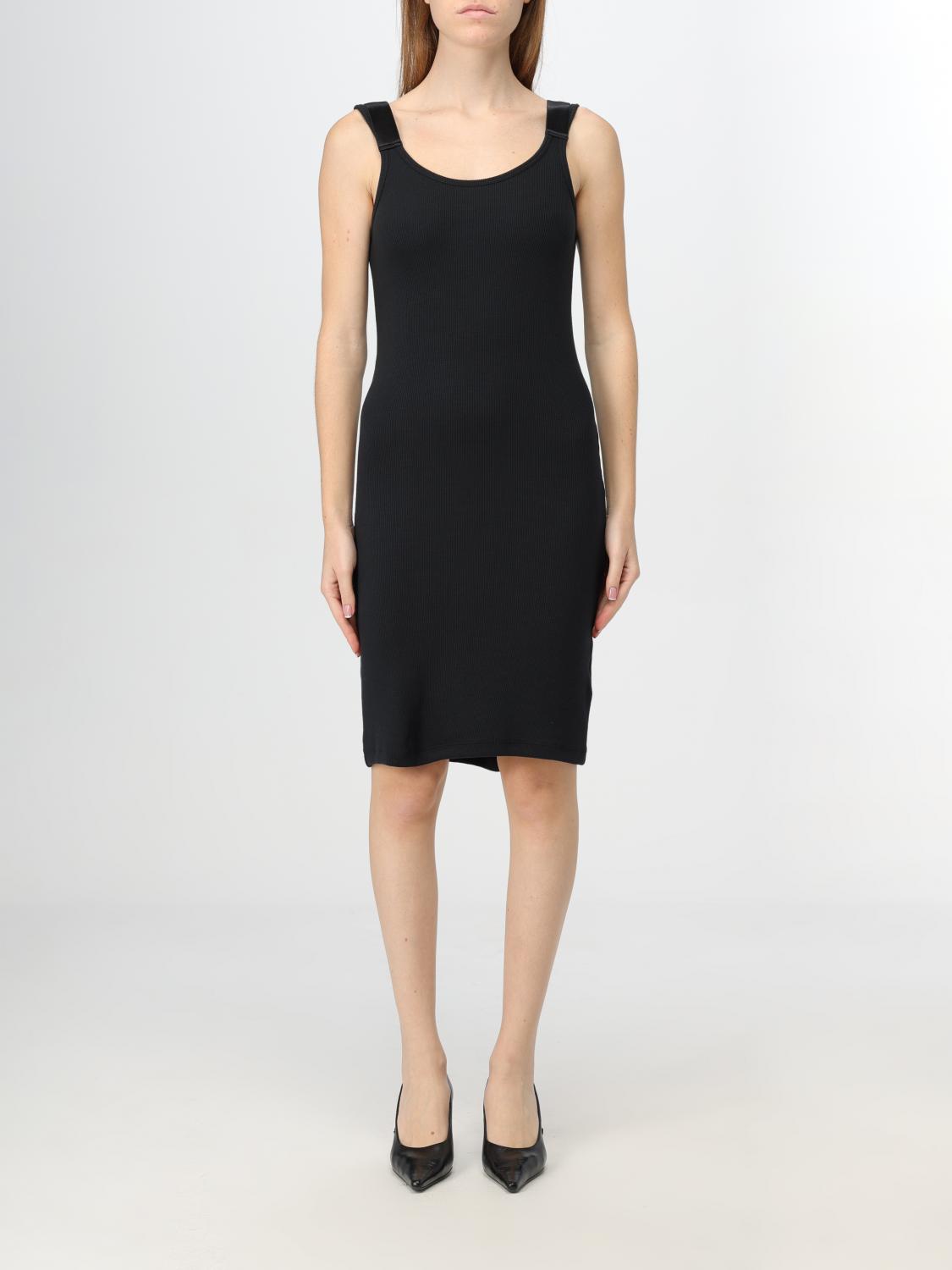 Helmut Lang Ribbed Texture Scoop Neckline Slim Fit In Schwarz
