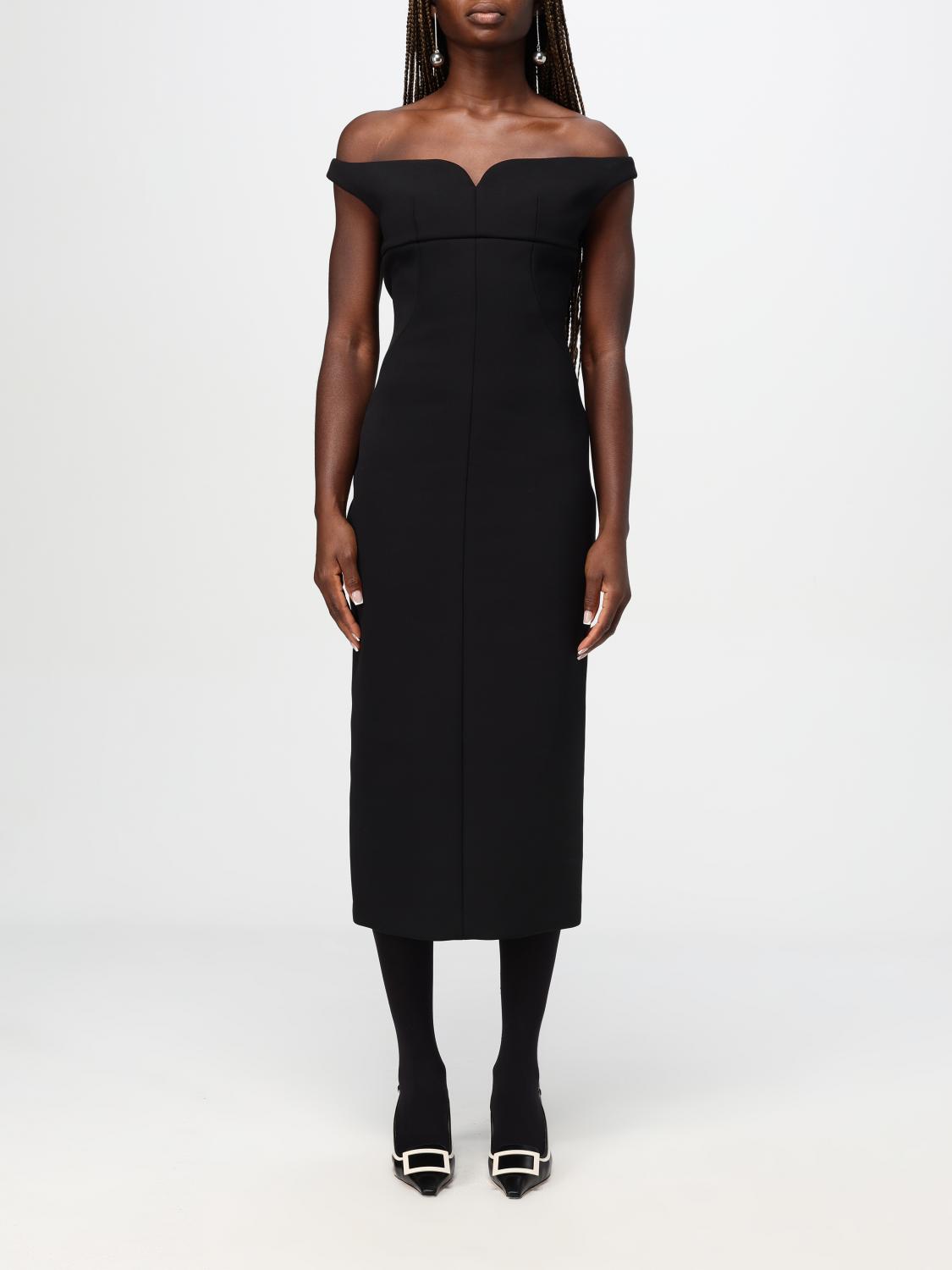 Philosophy Di Lorenzo Serafini Off-the-shoulder Tech Crepe Midi Dress In Schwarz