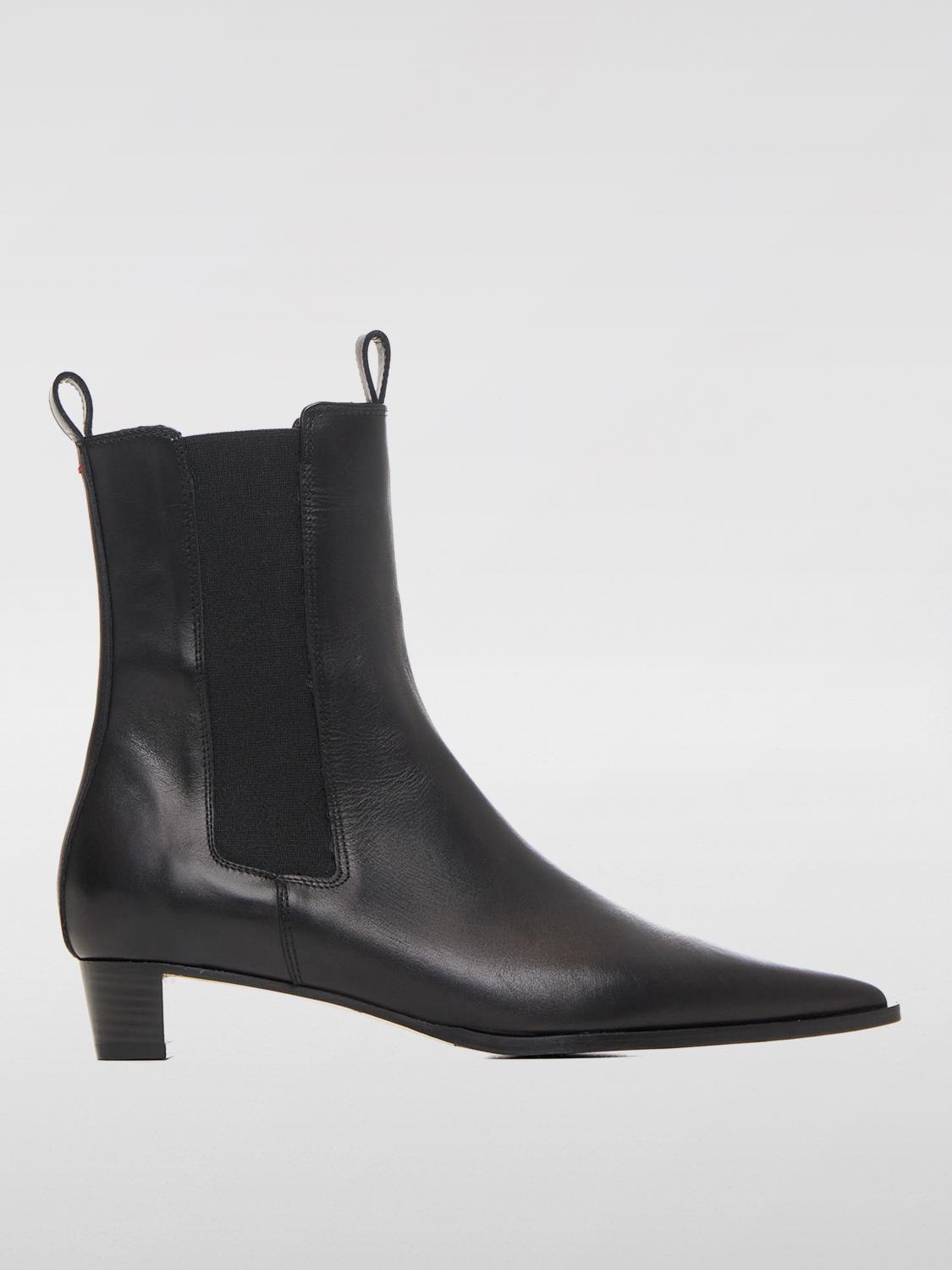 Shop Aeyde Flat Ankle Boots  Woman Color Black In Schwarz