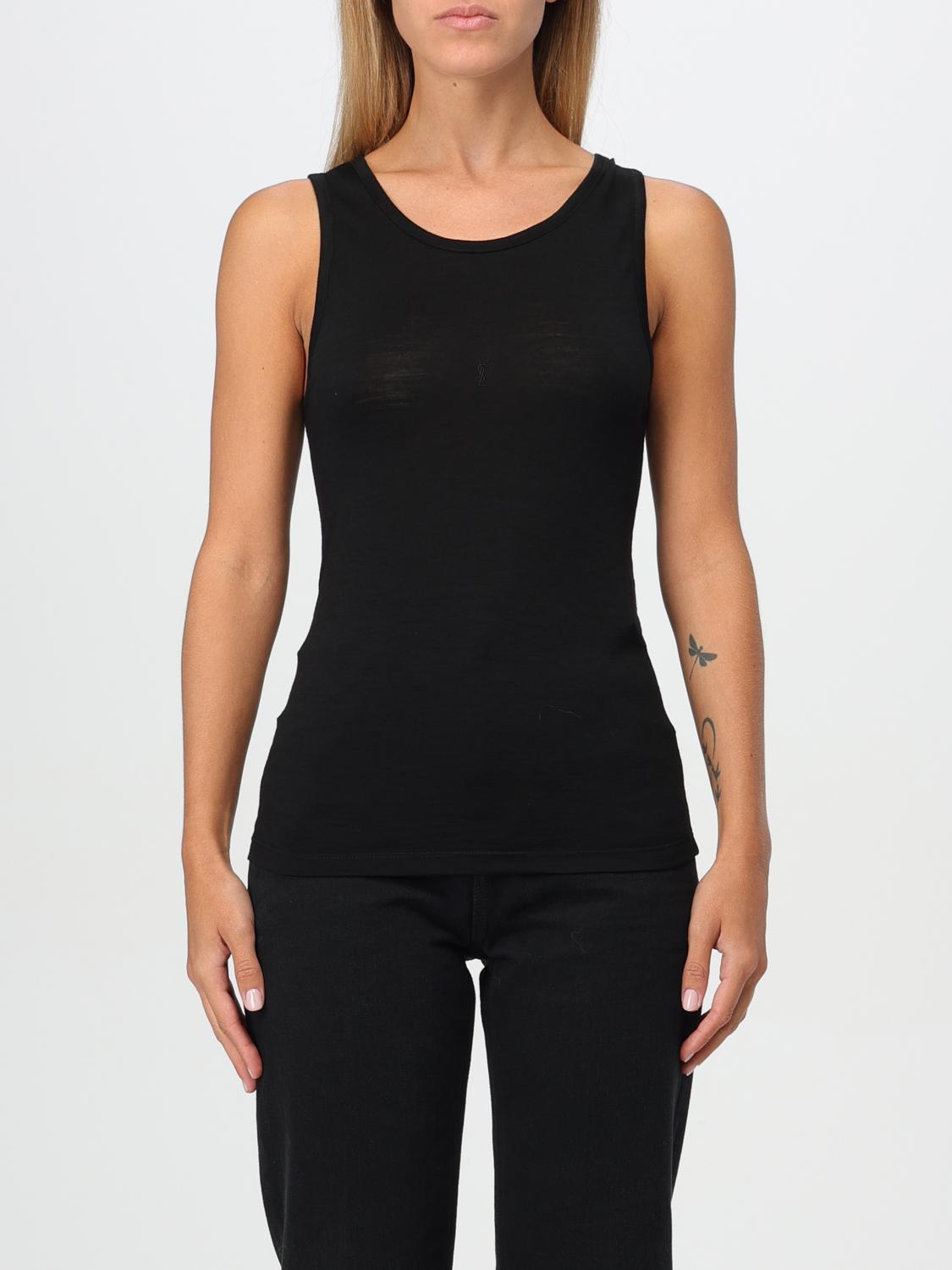 Shop Saint Laurent Top  Woman Color Black In Schwarz