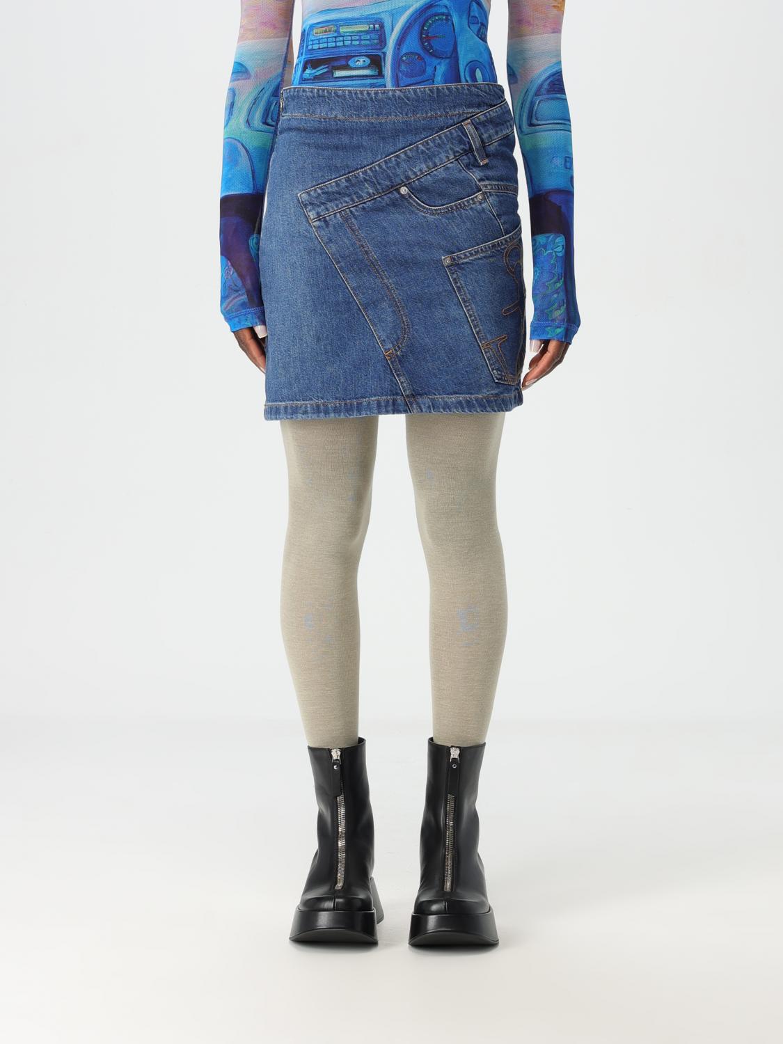 Shop Jw Anderson Skirt Woman Color Gnawed Blue In Hellblau