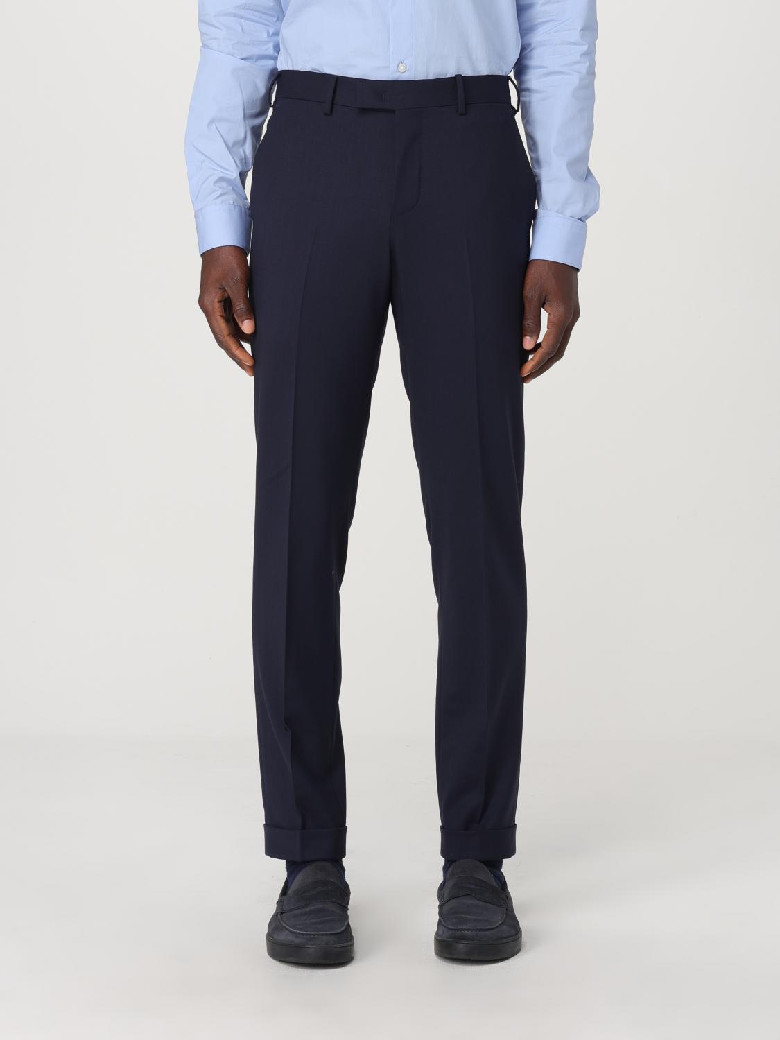 Pt Torino Navy Blue Cotton Trousers In Black