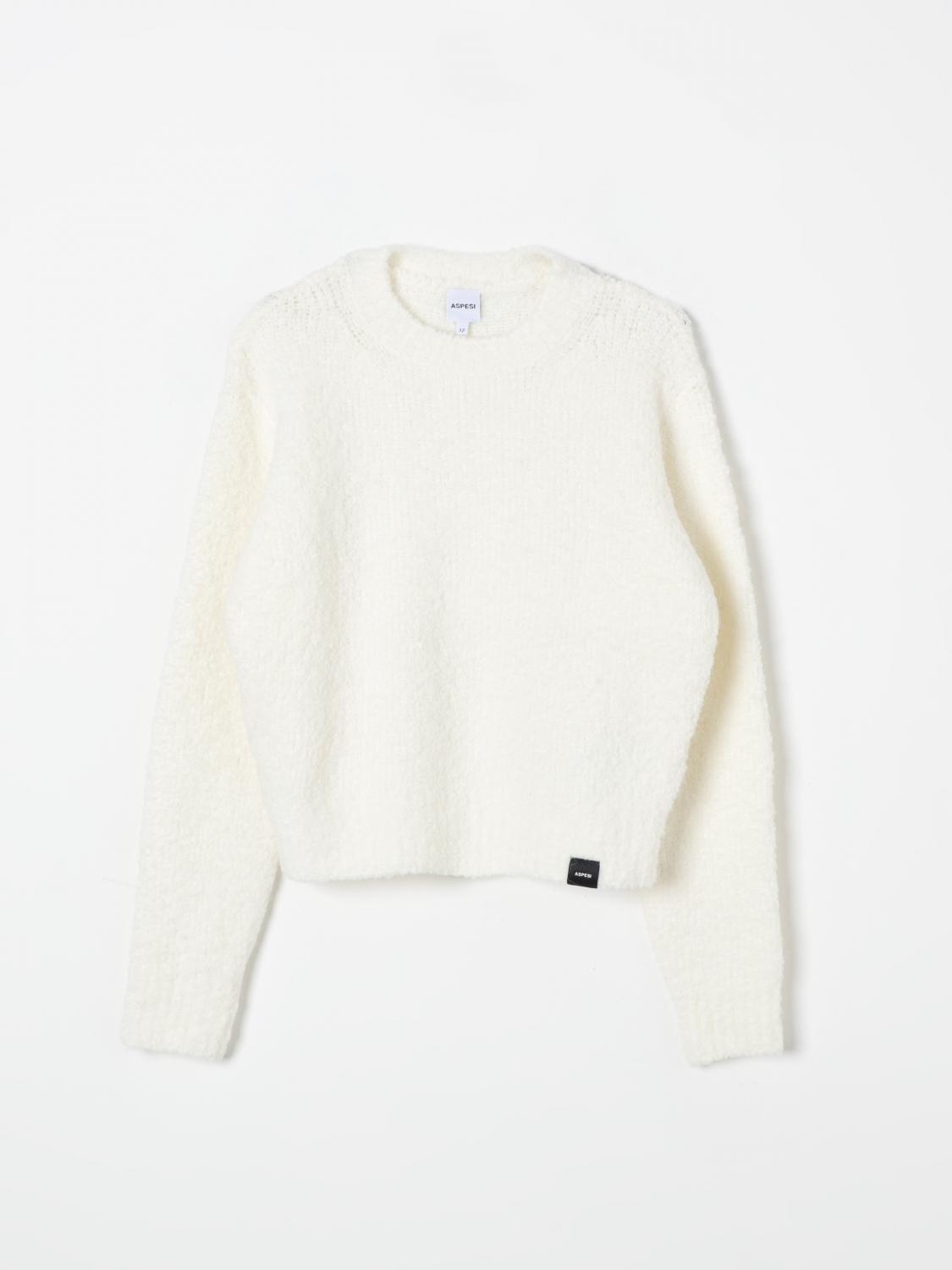 Shop Aspesi Sweater  Kids Color White In Weiss