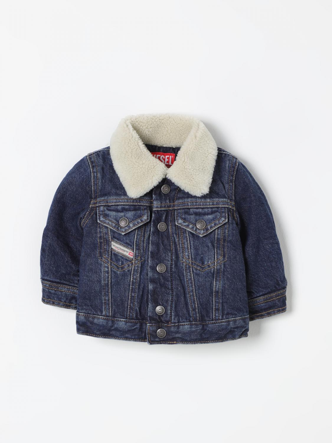 Shop Diesel Jacket  Kids Color Blue In Blau