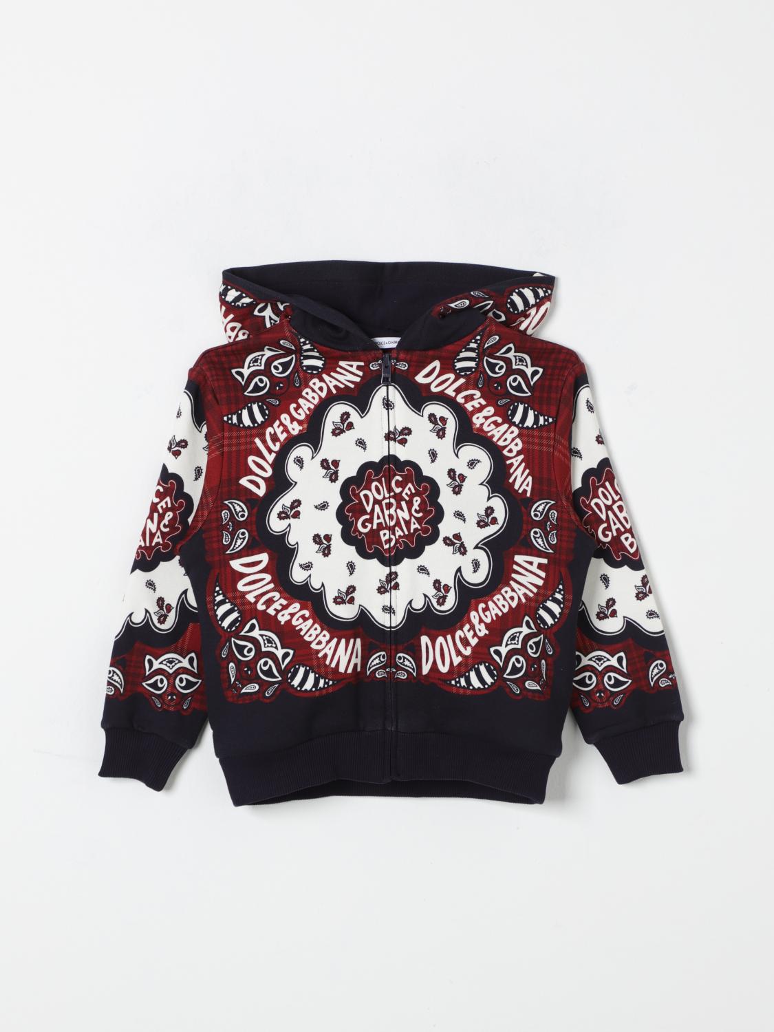 Dolce & Gabbana Jersey Hoodie With Bandanna Print In Braun