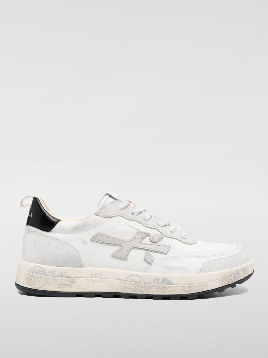Premiata Low Top Sneakers With Contrast Heel Tab In Weiss