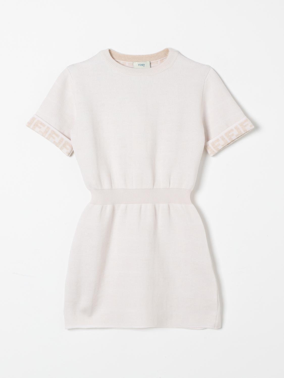 Shop Fendi Dress  Kids Color White In Weiss