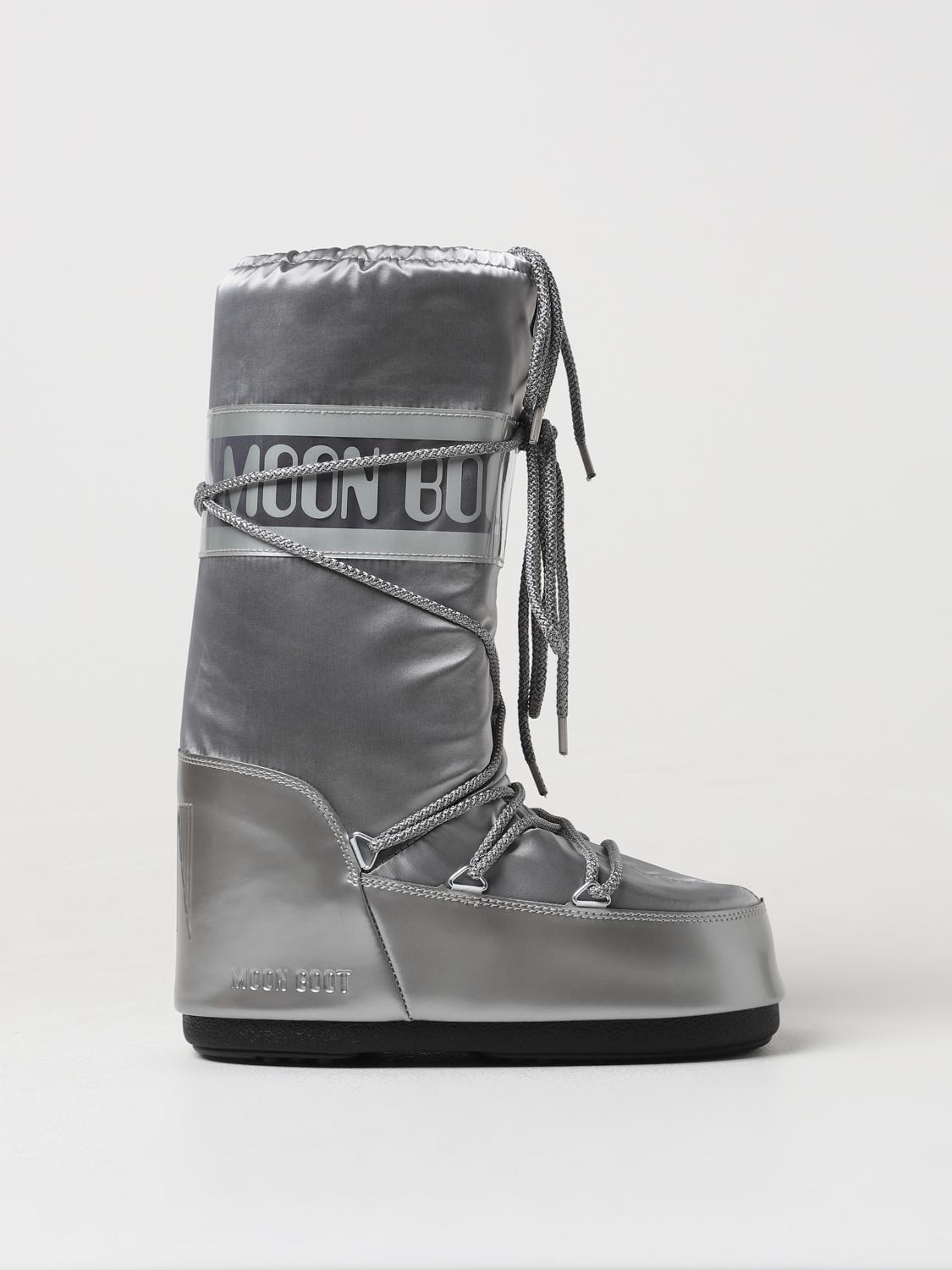 Moon Boot Icon Glance Metallic Shell And Pvc Snow Boots In Silber