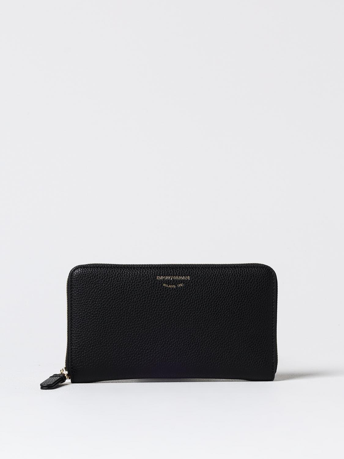 Emporio Armani Deer-print Myea Wallet With Wraparound Zip In Black