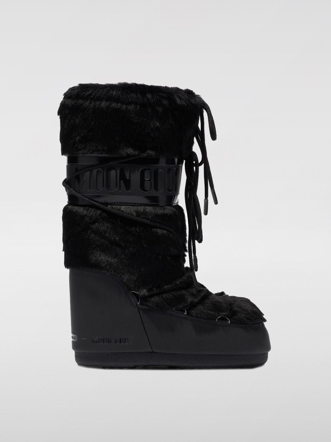 Moon Boot Faux Fur Snow Boots In Schwarz