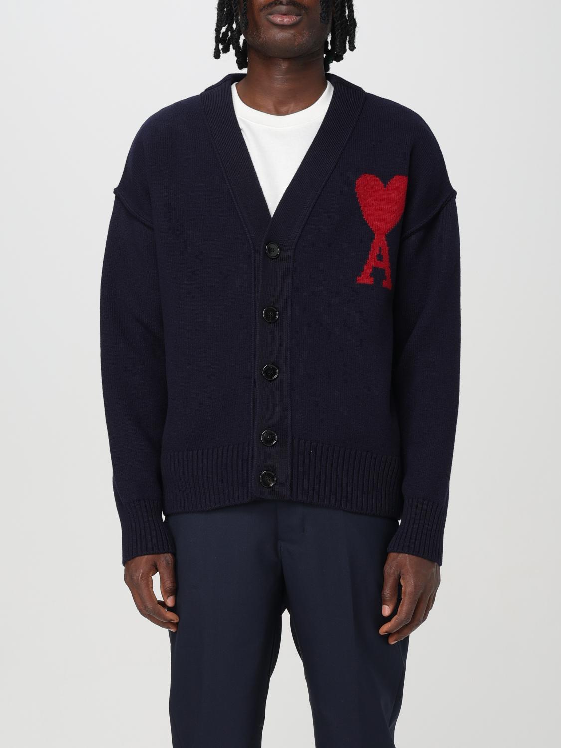 Shop Ami Alexandre Mattiussi Cardigan Ami Paris Men Color Blue In Blau