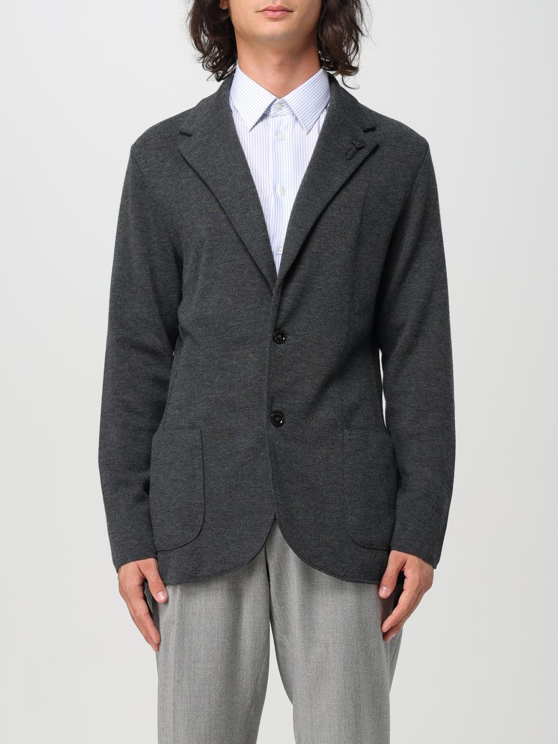 Shop Lardini Blazer  Men Color Grey In Grau