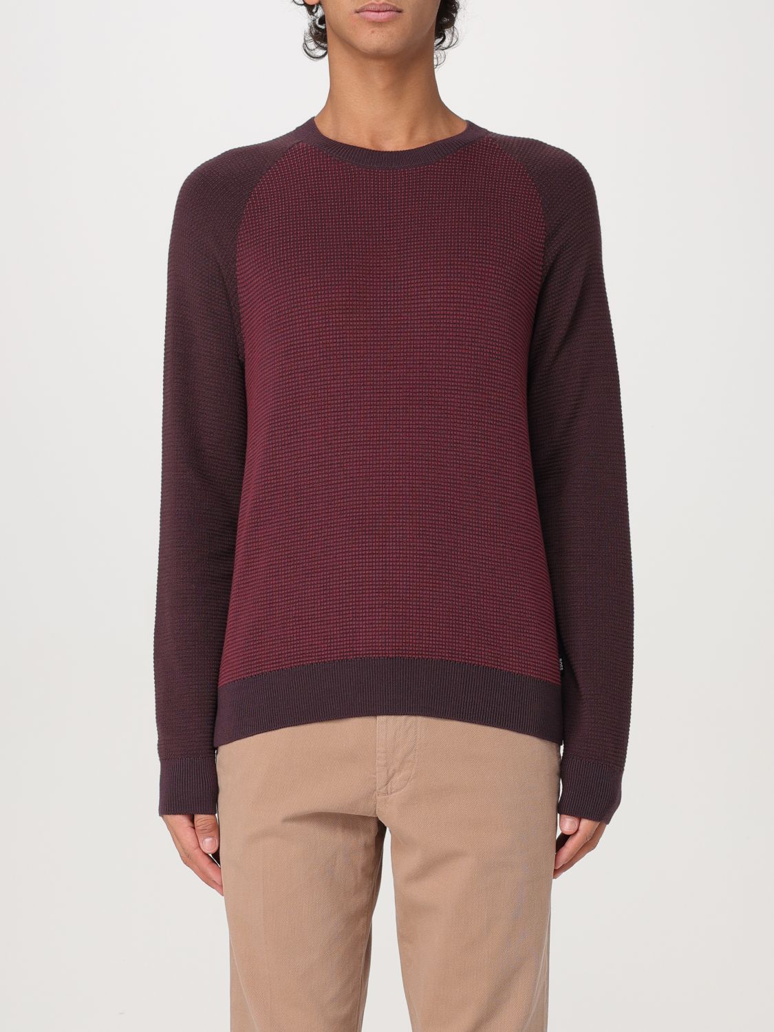 Shop Hugo Boss Sweater Boss Men Color Burgundy In Burgunderrot