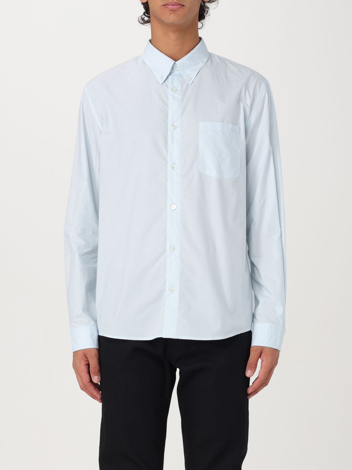 Shop Apc Shirt A.p.c. Men Color Gnawed Blue In Hellblau