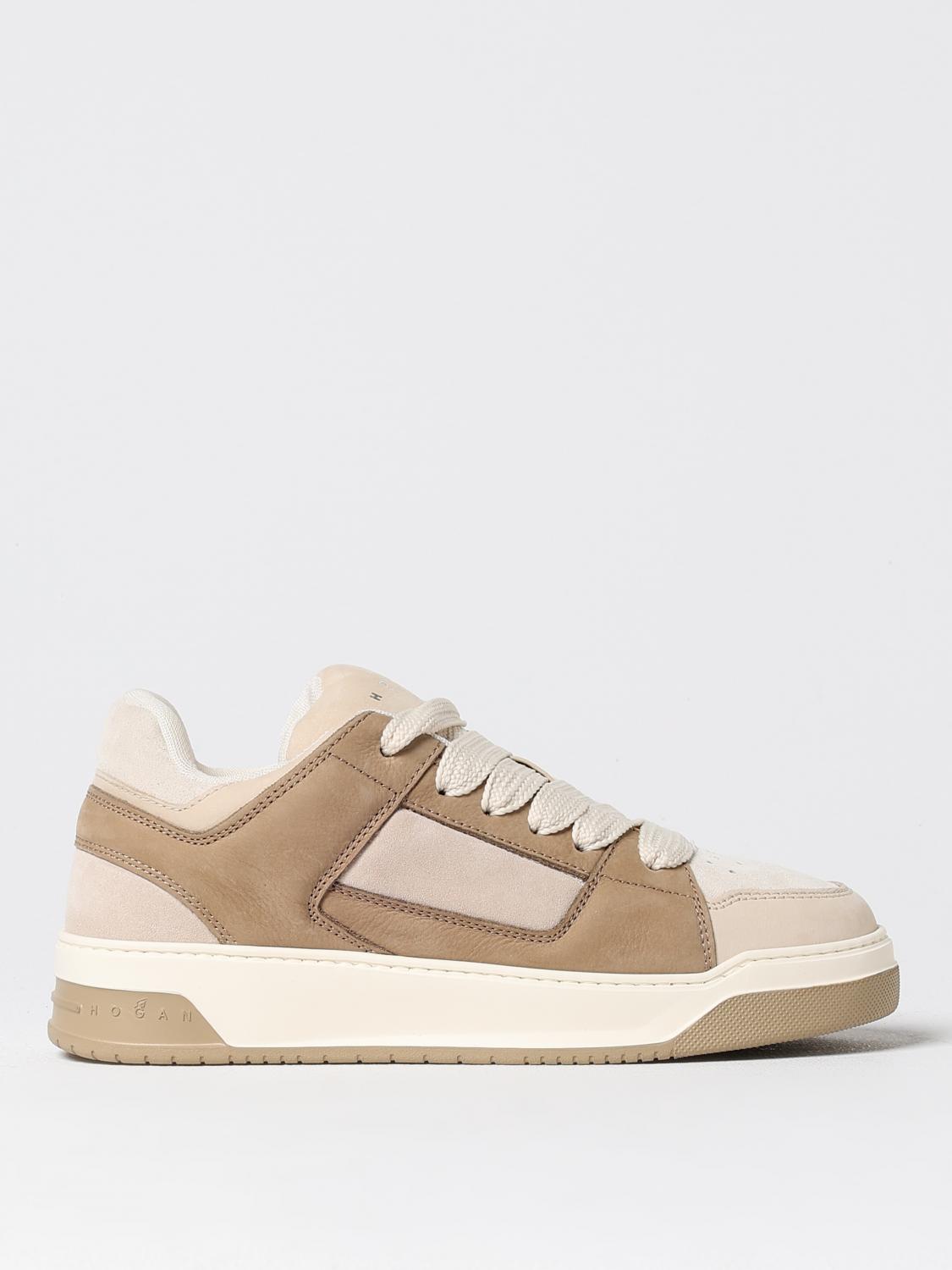 Hogan Men's Leather Sneakers, Durable Material In Beige