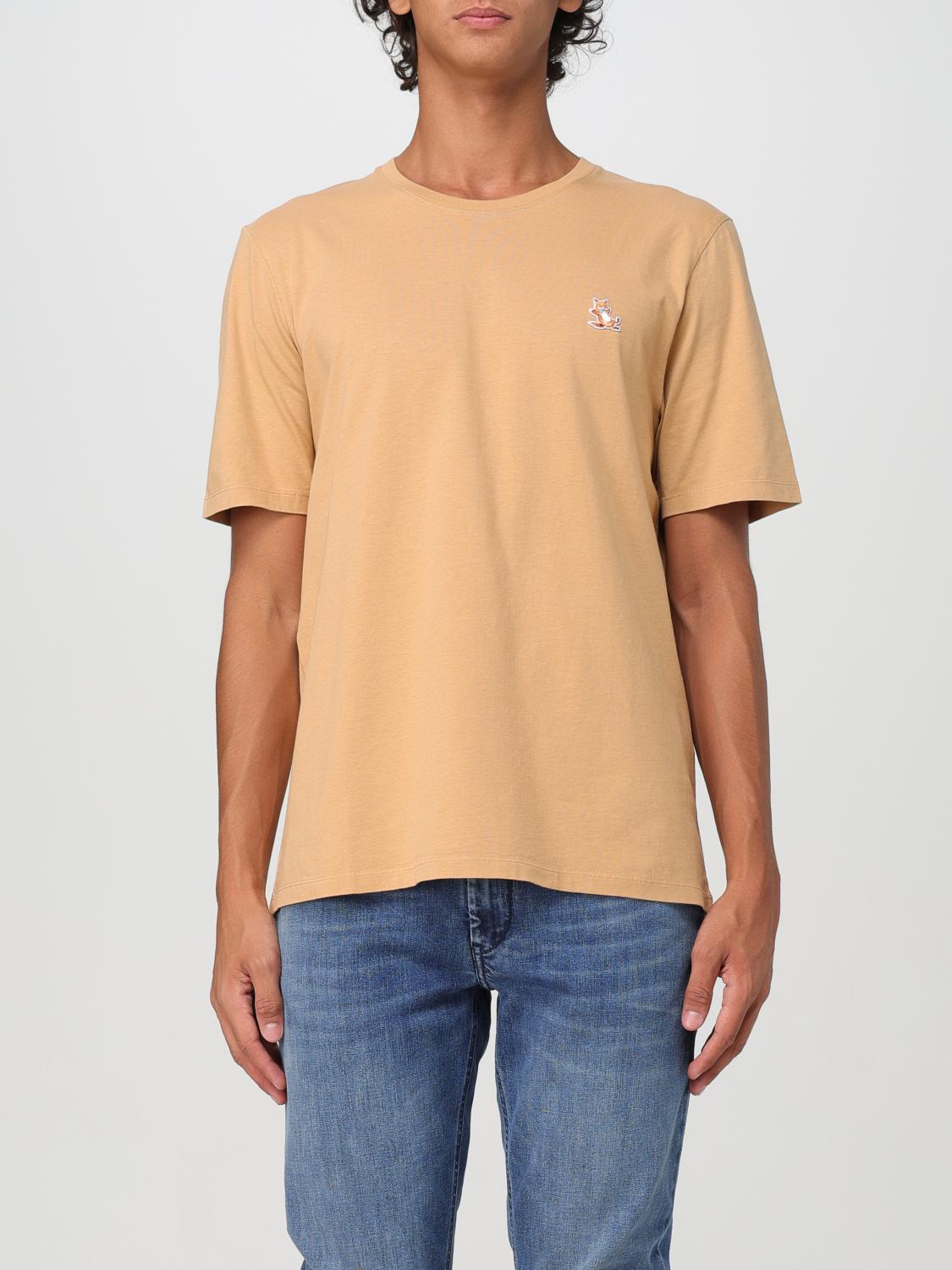 Shop Maison Kitsuné T-shirt  Men Color Beige