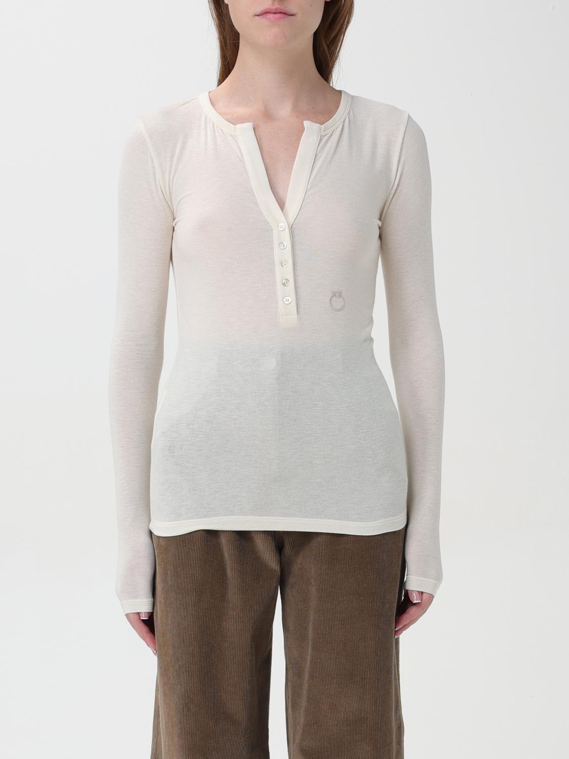 Pinko Top With Distressed Ribbed Texture In Weiss
