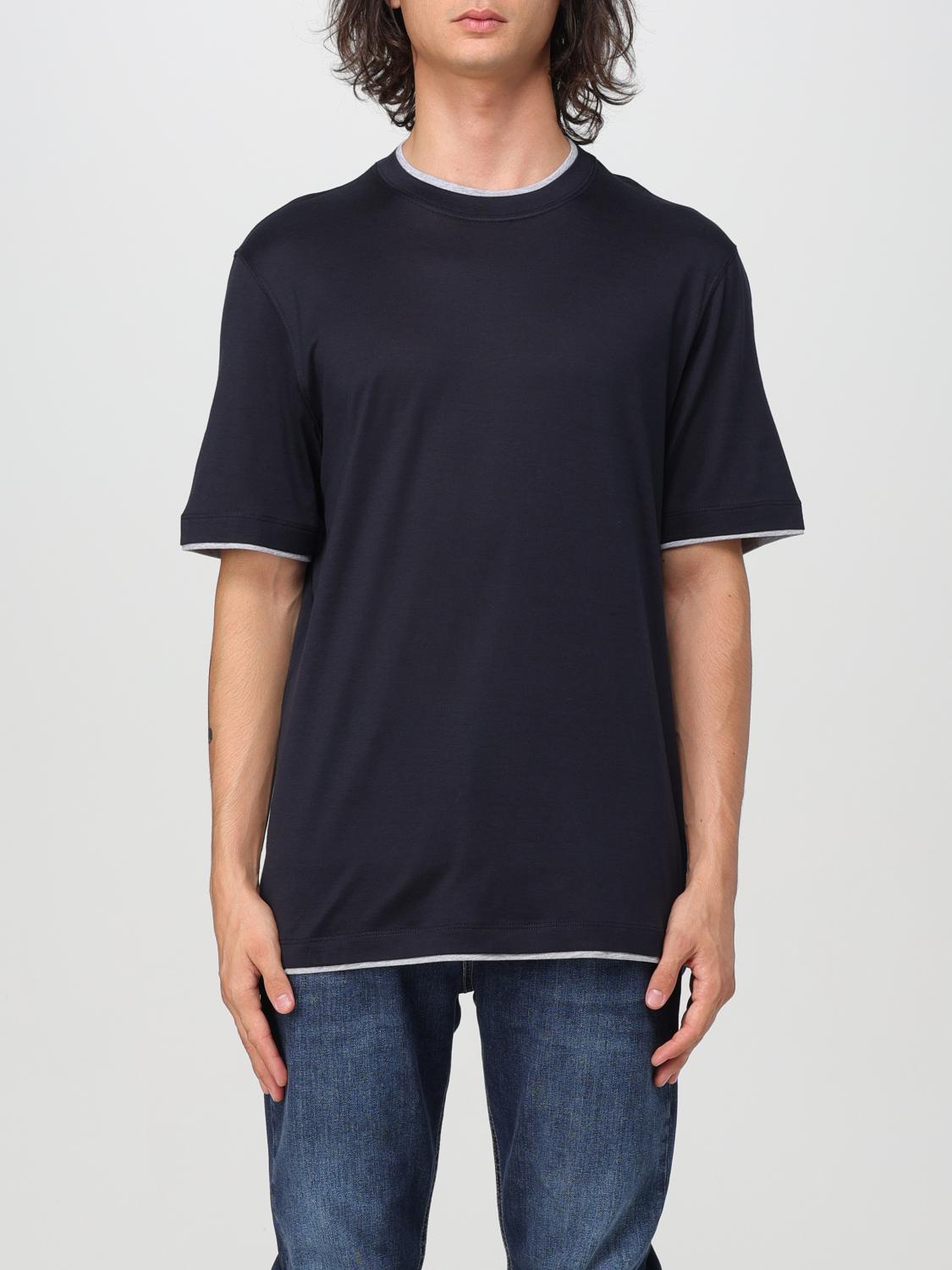 Shop Brunello Cucinelli T-shirt  Men Color Navy