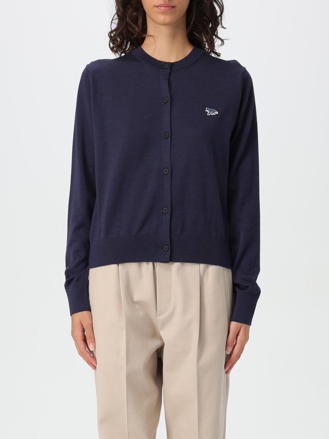 Shop Maison Kitsuné Cardigan  Woman Color Navy