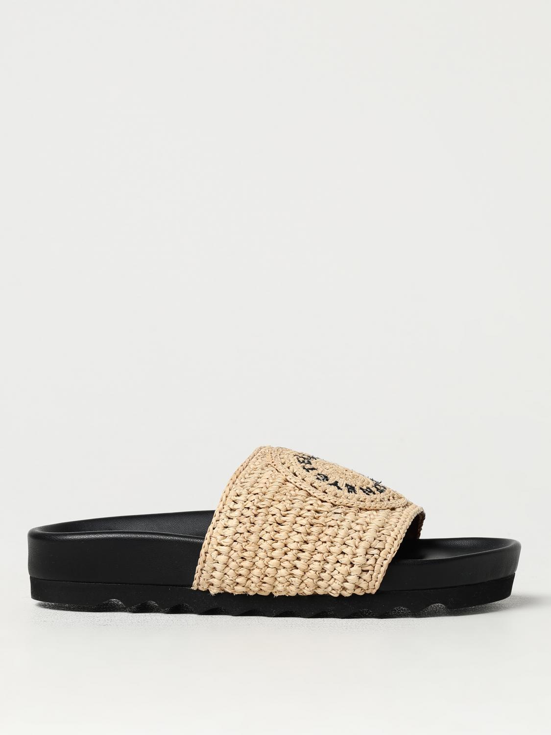 Shop Stella Mccartney Flat Sandals Woman Color Natural