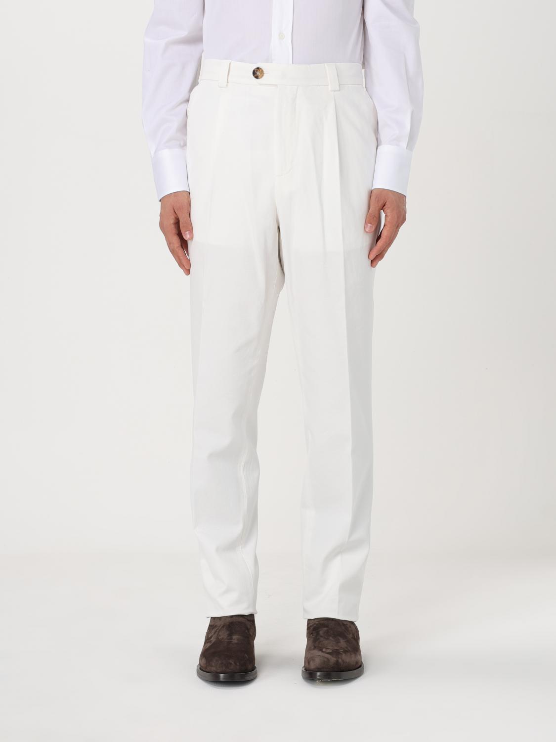 Shop Brunello Cucinelli Pants  Men Color White In Weiss