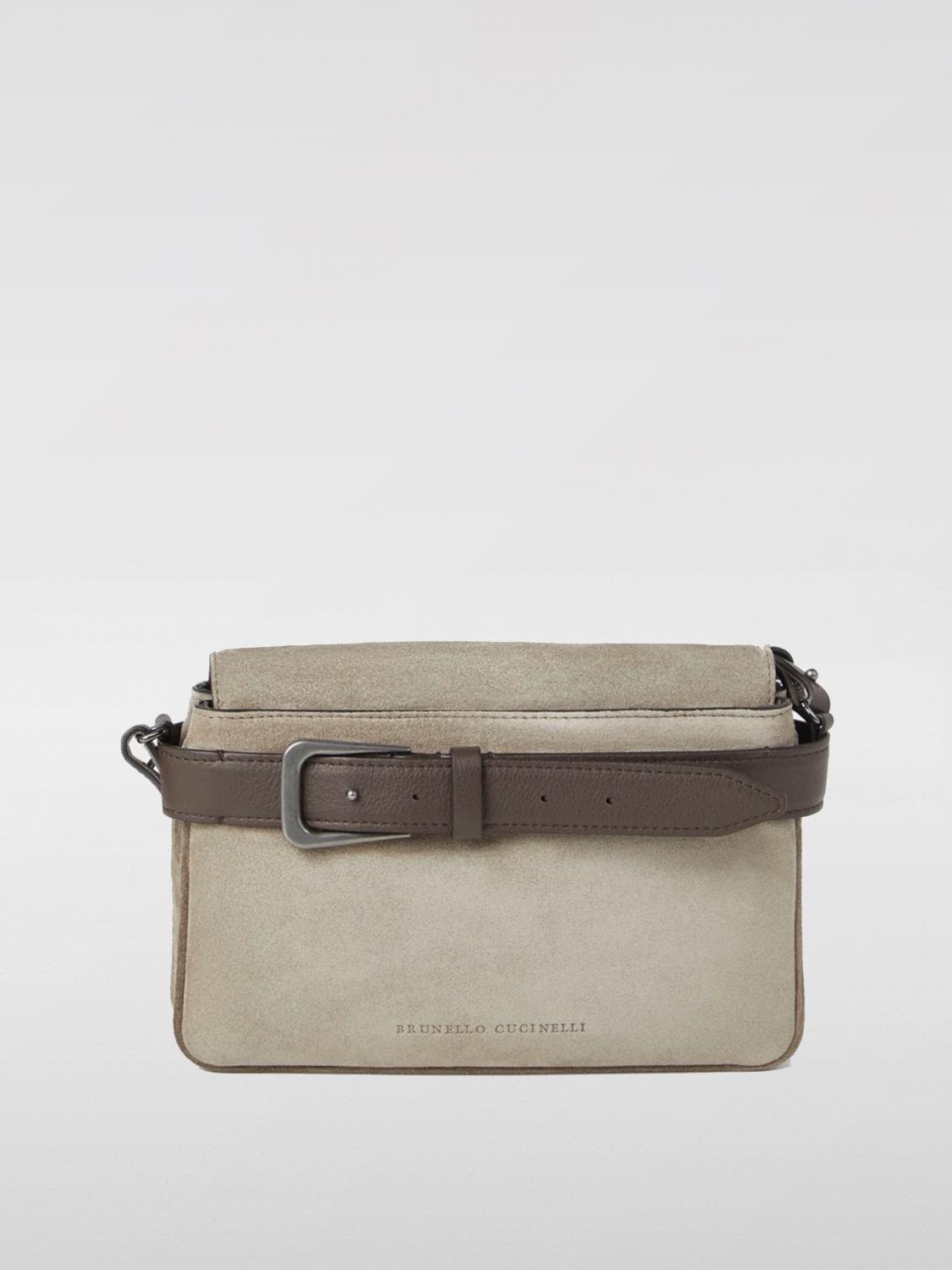 Brunello Cucinelli Belted Leather Crossbody Bag In White